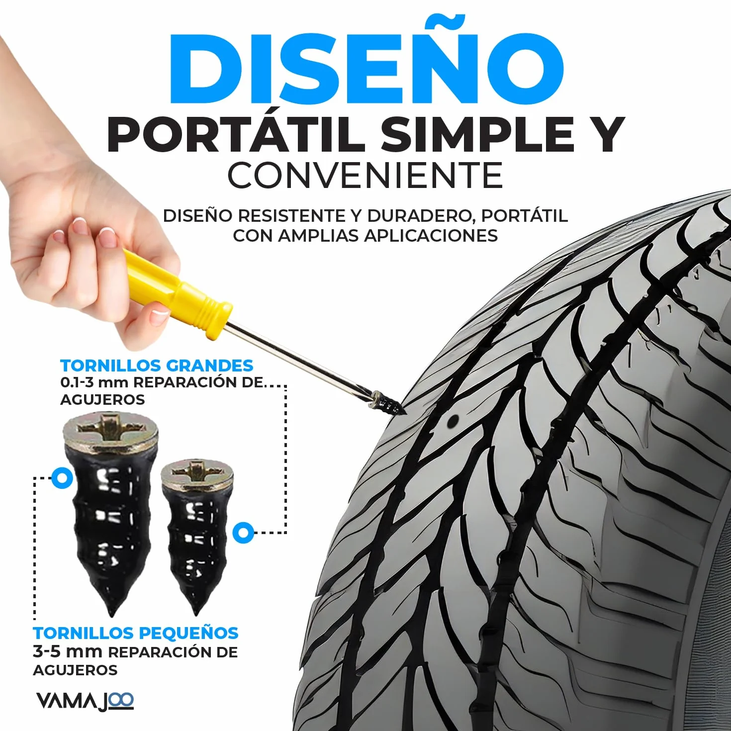 Tornillos para Pinchazos Neumaticos - Kit Repara Pinchazos Coche 70Pcs - Kit Antipinchazos Coche + Destornillador - Reparador Pinchazos Coche - Kit Repara Pinchazos Moto(35S)+(35L)