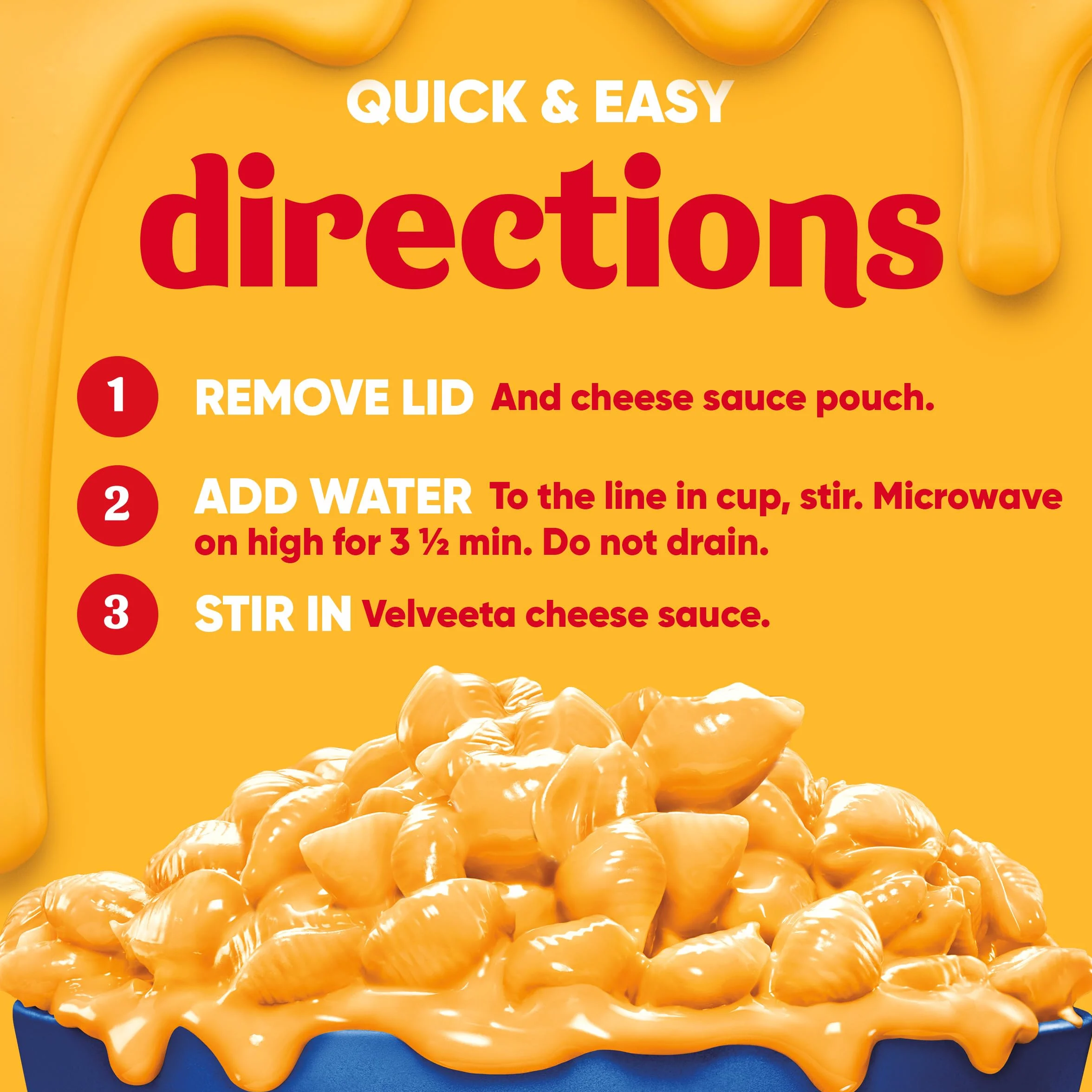 Velveeta Shells & Cheese Macarrones y queso para microondas con 2% de queso de leche paquete de 4