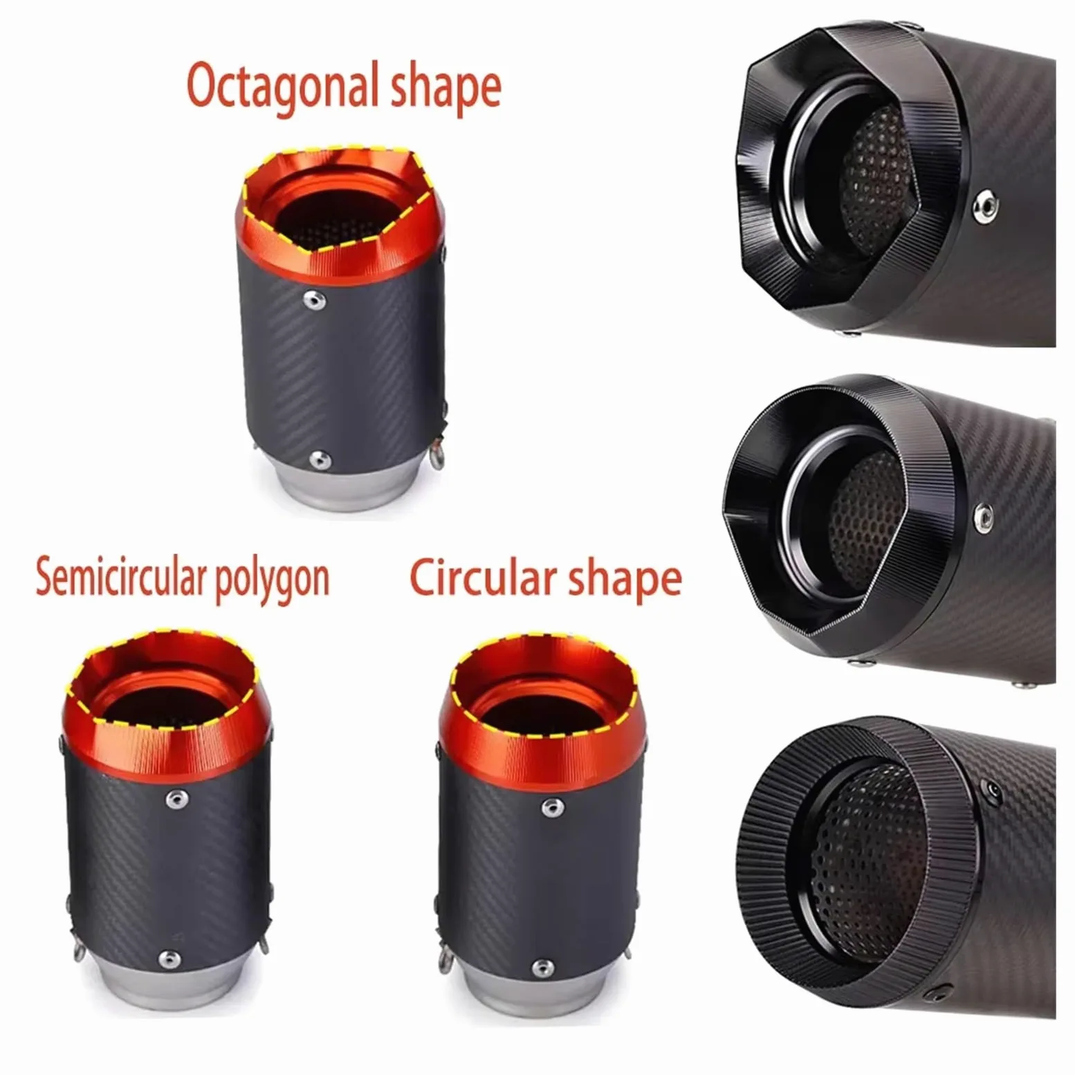 silencioso escape moto Para z900 Para R6 Para S1000RR Para S1000XR | Silenciador de escape de 51 mm, escape universal para motocicleta GP con pegatinas y fibra de carbono DB Killer(TypeA2)