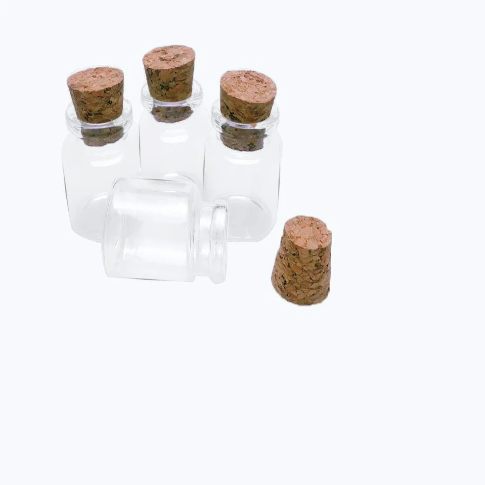 Mini Botellas de Vidrio Transparentes con Corcho 15ml - 12pcs