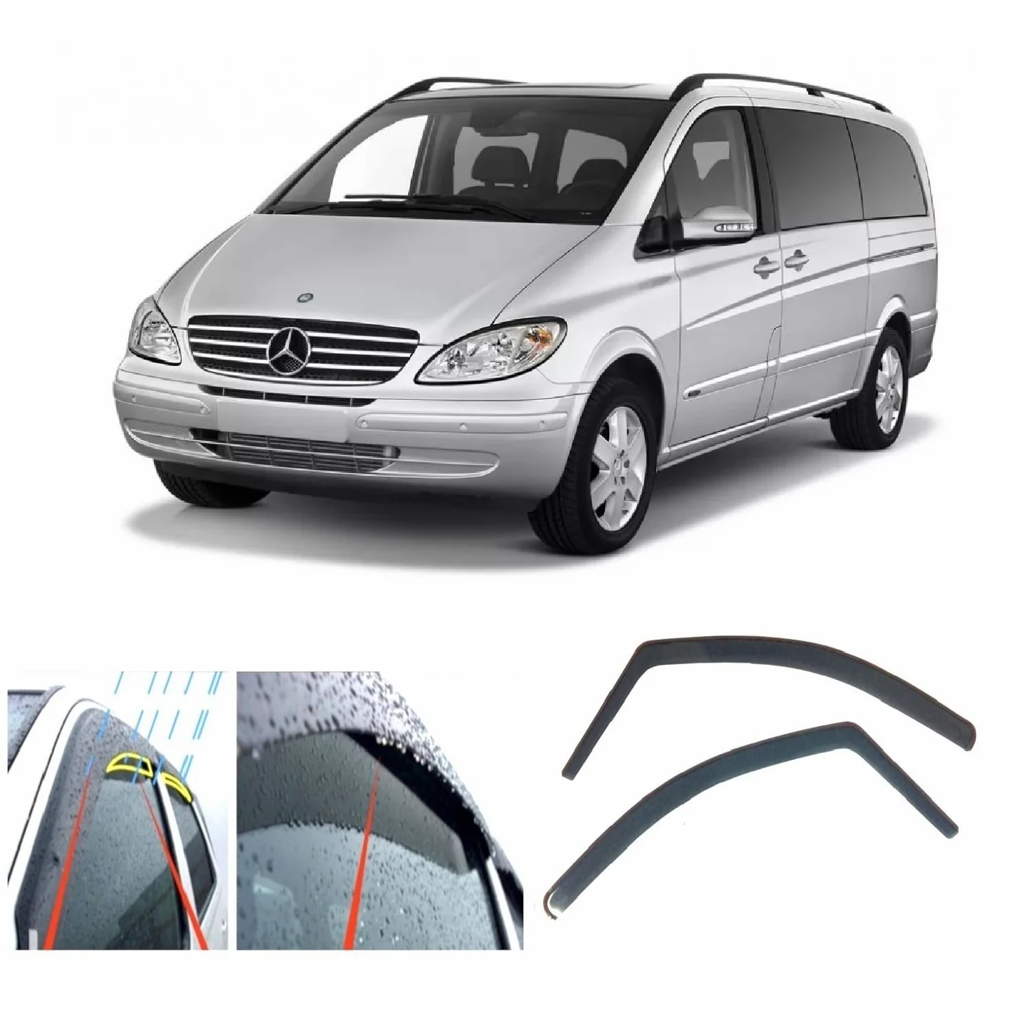 Deflectores de Aire Compatible con Mercedes Vito Viano V Class W639 2003-2014 PMMA