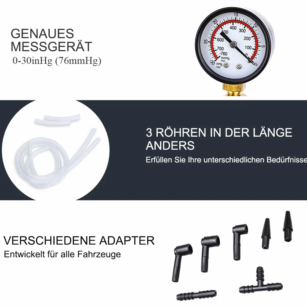 Dispositivo de purga de frenos, bomba de vacío, comprobador de vacío, adaptador para vehículos de motor, camiones y coches y motocicletas con bolsa de transporte