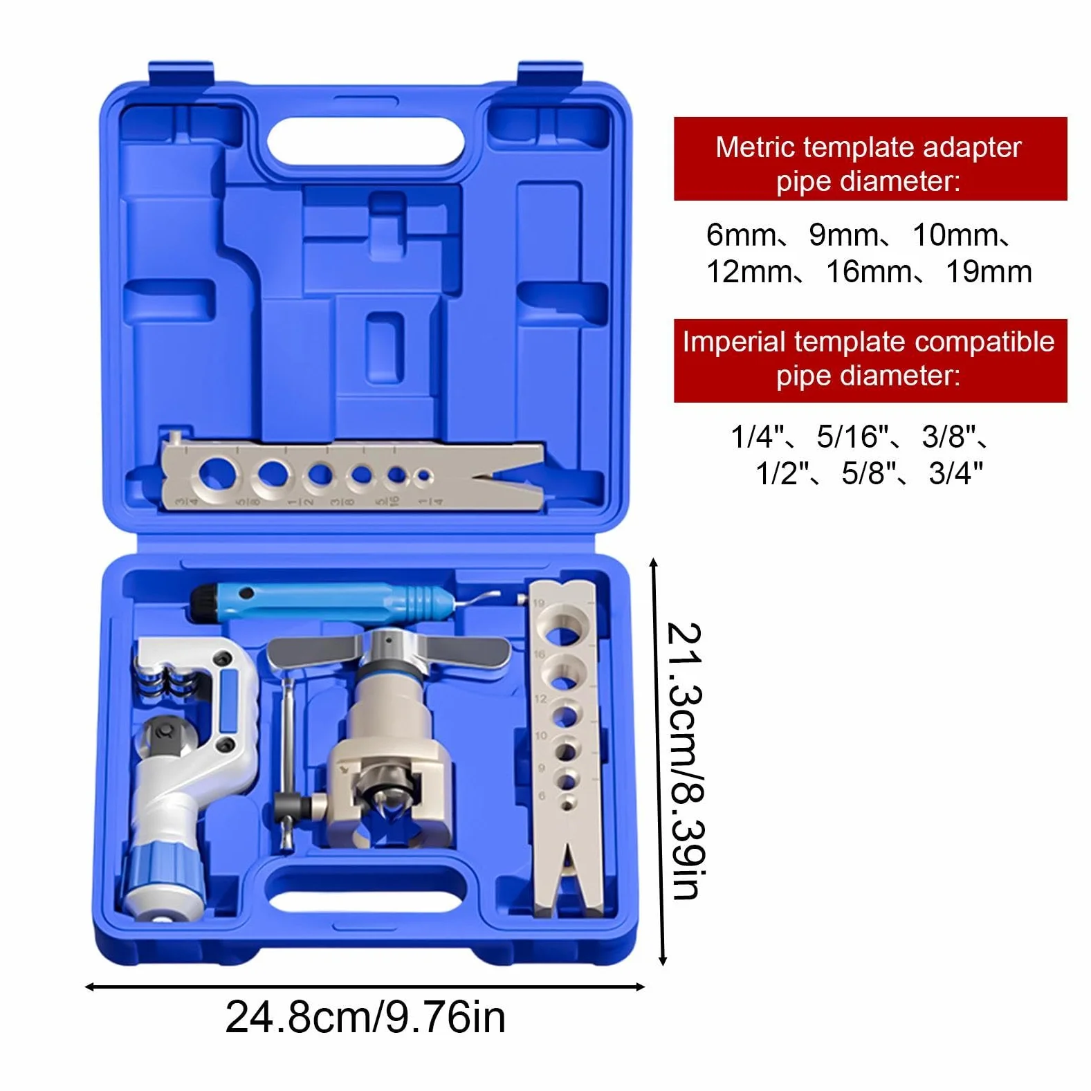 Kit Abocardador Tubería Freno Set Reparación y Mantenimiento Líneas Coche | Herramienta Abocardadora De Freno De Metal Para Garaje Taller Industria Hogar Exterior Automóvil Camión