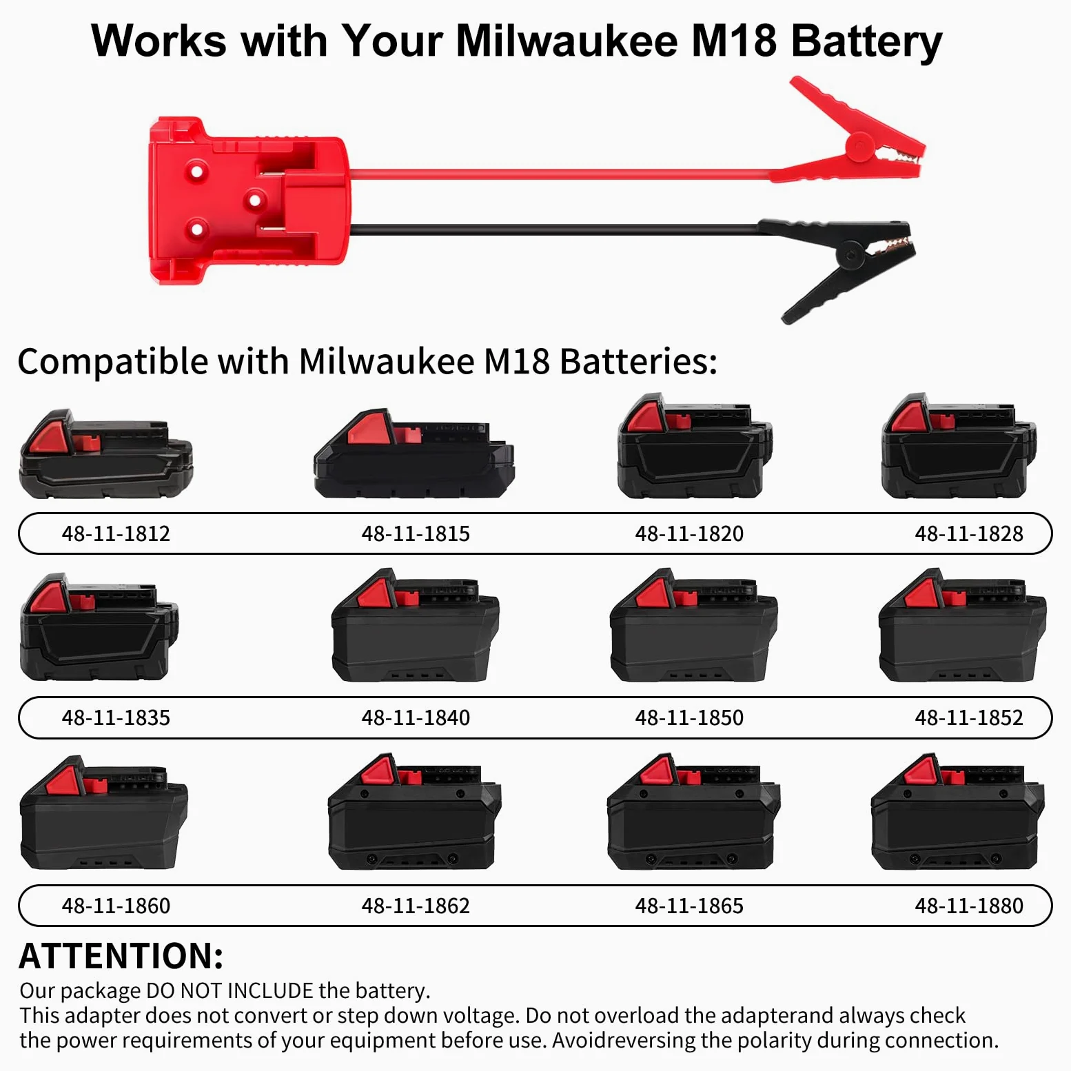 Cables de arranque para batería Milwaukee M18 de 18 V, cable de refuerzo de silicona 8AWG de 2 pies con clips de cocodrilo, arranque de salto para coche, camión, RV y herramientas de carga, resistente