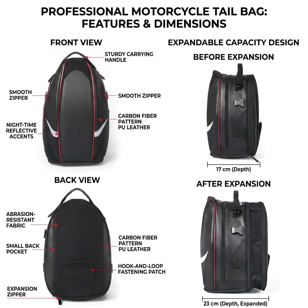VALKEM Bolsa Moto Trasera para Ducati Scrambler Desert Sled 2017-2022, Bolsa Asiento Impermeable Universales, Equipaje Moto Portátil Resistente para Viaje Touring Casco,A Red