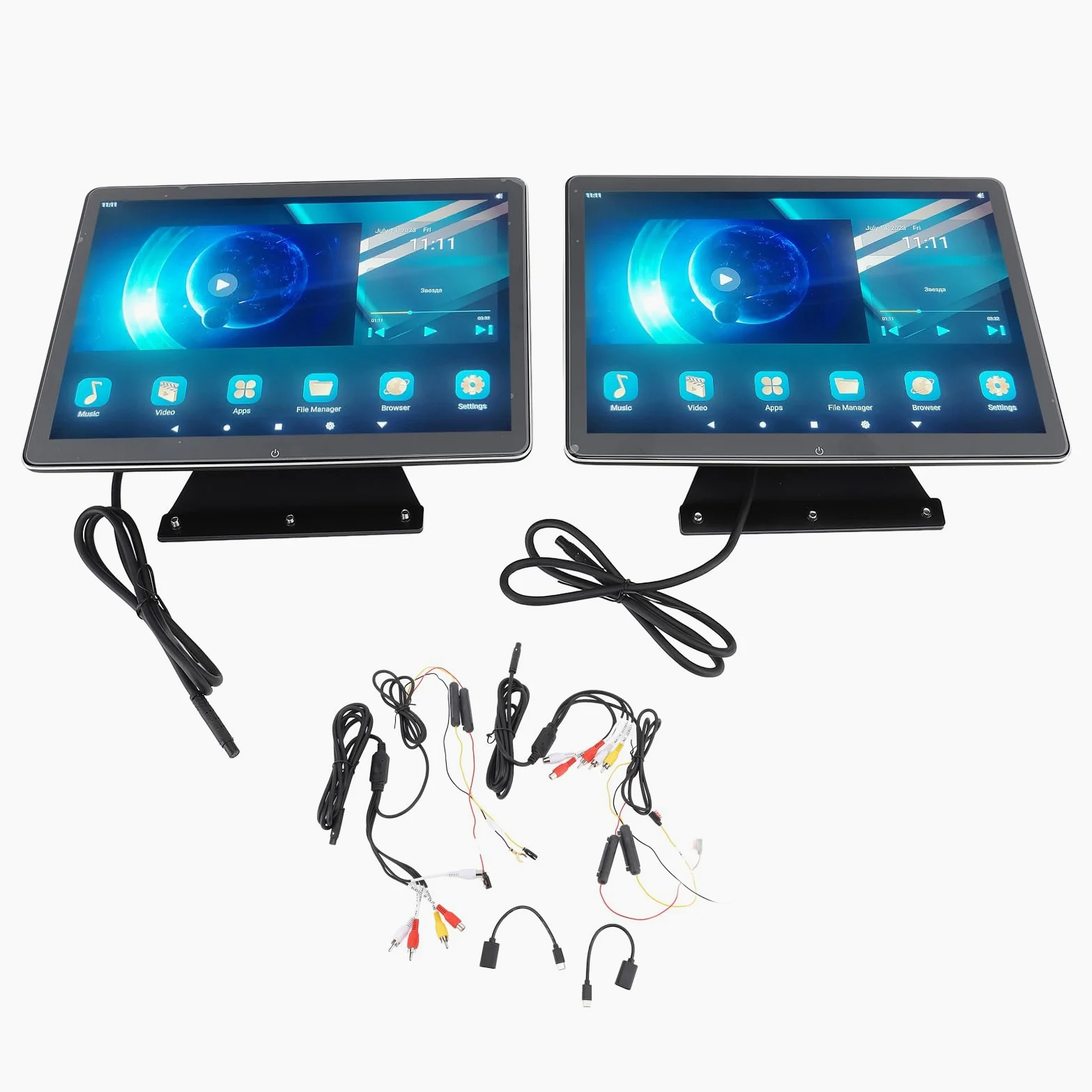 Monitor para reposacabezas, 1 par de 12 Pulgadas, Pantalla para Respaldo de Asiento de TV para automóvil, 2160x1440, Android 11, Entrada WiFi AV, Compatible con Serie 5 (2+32G)