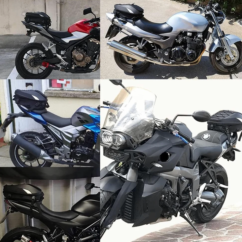 JFG RACING Bolsa Asiento Trasero Moto,Mochilas Moto,Bolsa de Almacenamiento Trasero Doble Uso para Maletas y Casco Bolsas Universales para Motocicleta