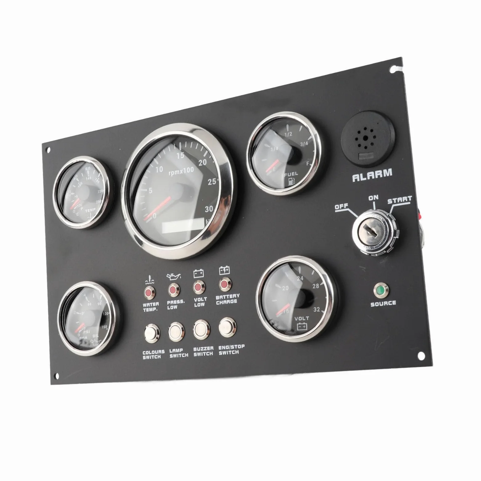 Digital Gauge, medidor de clúster RPM Nivel de Presión de aceite Temperatura de agua Voltaje 7 Flight de color para yates para botes de vehículos recreativos