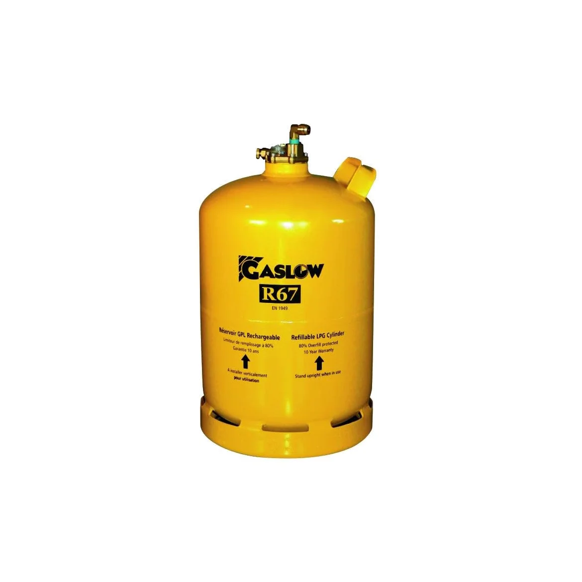 Gaslow - Pack de botella recargable de 11 kg + lira + caja de transferencia negra + adaptador de carga Europa + manta aislante