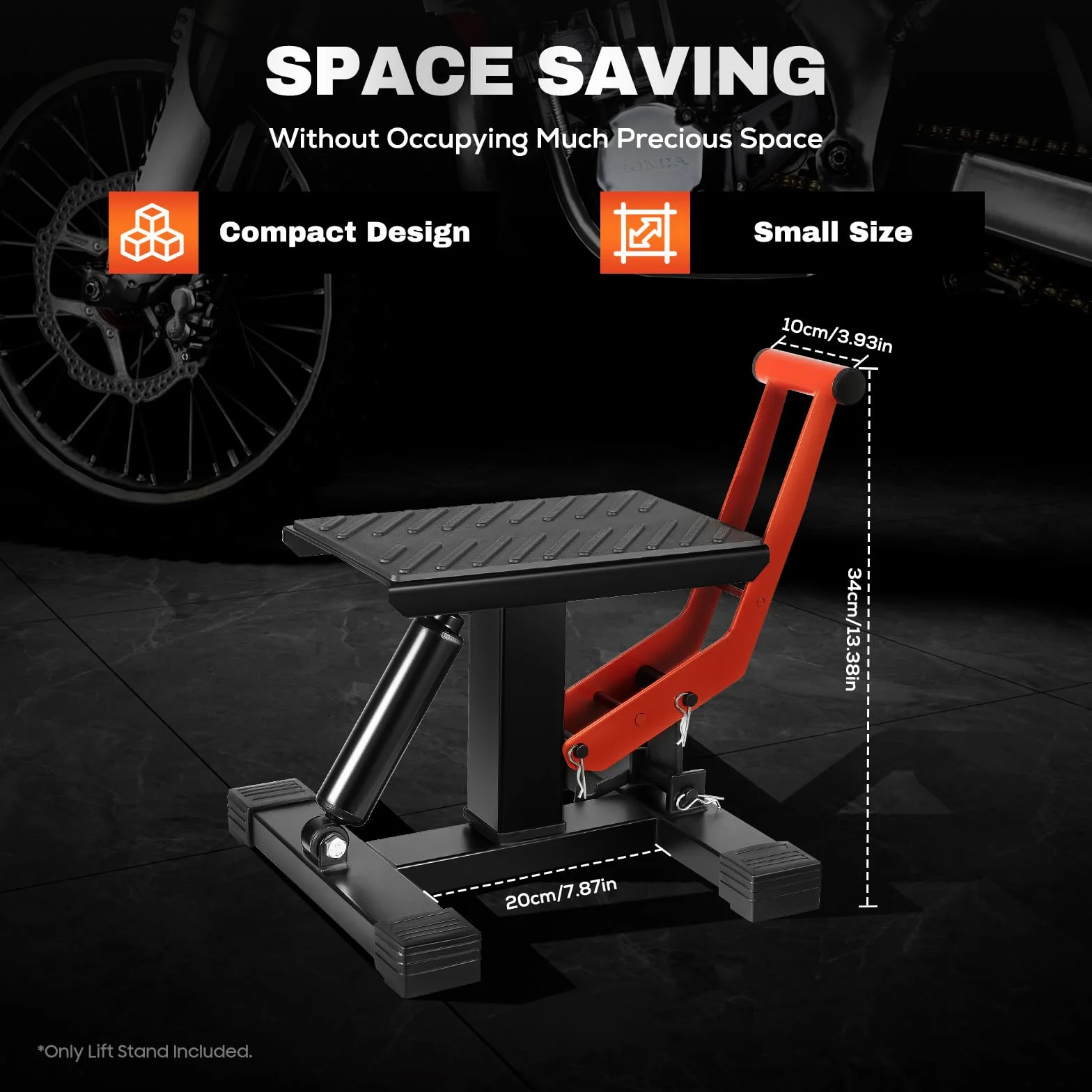 Plataforma elevadora hidráulica para motocicleta – Altura ajustable hasta 400 kg, base en forma de H con almohadilla de goma para motos todoterreno