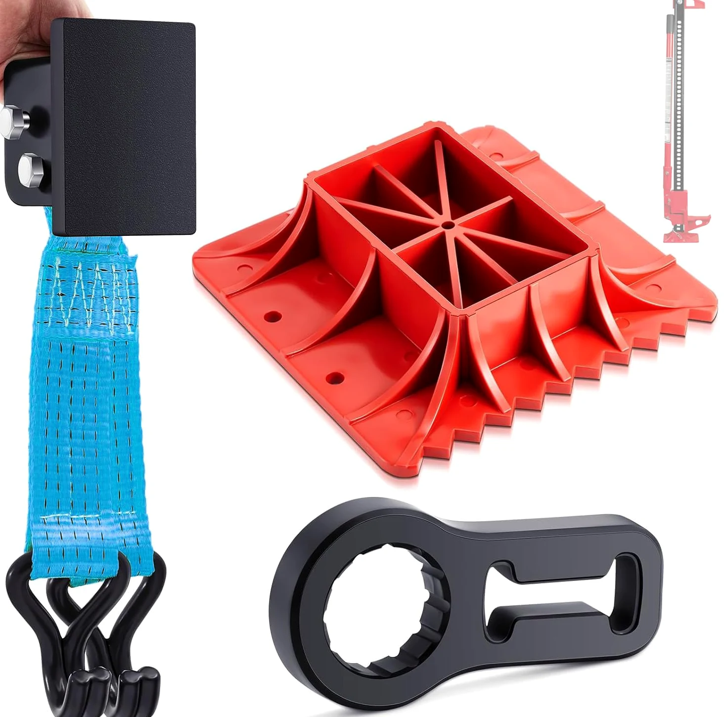 High-Lift Gato de Trinquete Kit de Accesorios Base de Apoyo Brida de Soporte Enganche Ruedas