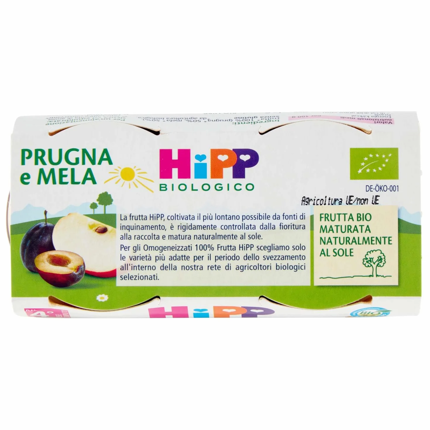 HiPP Omogeneizzato Biologico di Prugna e Mela 4+ Mesi, 2 x 80g