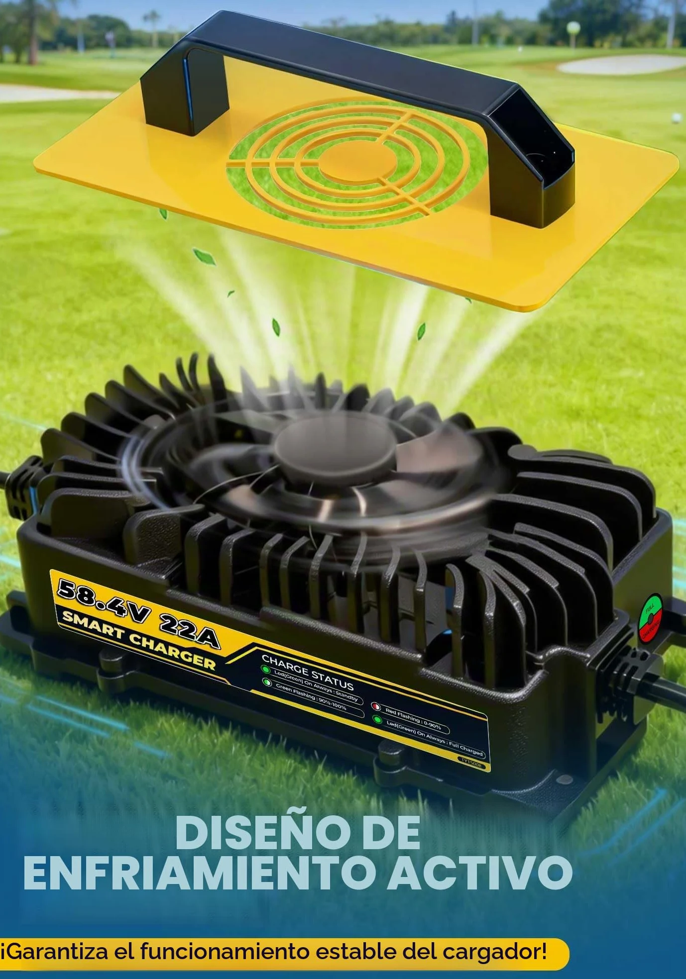 58,4V 22A Cargador de Batería Litio para 48V (51.2V) LiFePO4 Baterías, 48V Cargador de Batería LiFePO4 para Autocaravanas, Barcos, Vehículos Marinos y Sistemas Solar