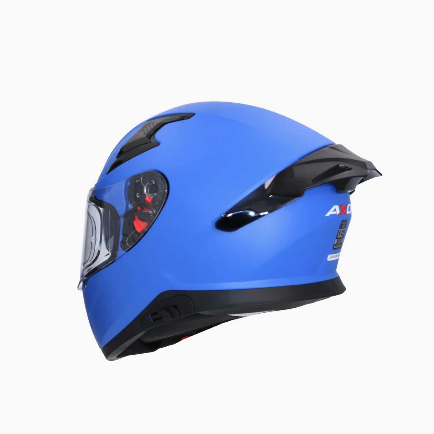 Casco AXOR Apex Solid Casco Integral de Moto Azul Mate con Pantalla Extra y Lente Solar, Diseño Deportivo, Talla XXL