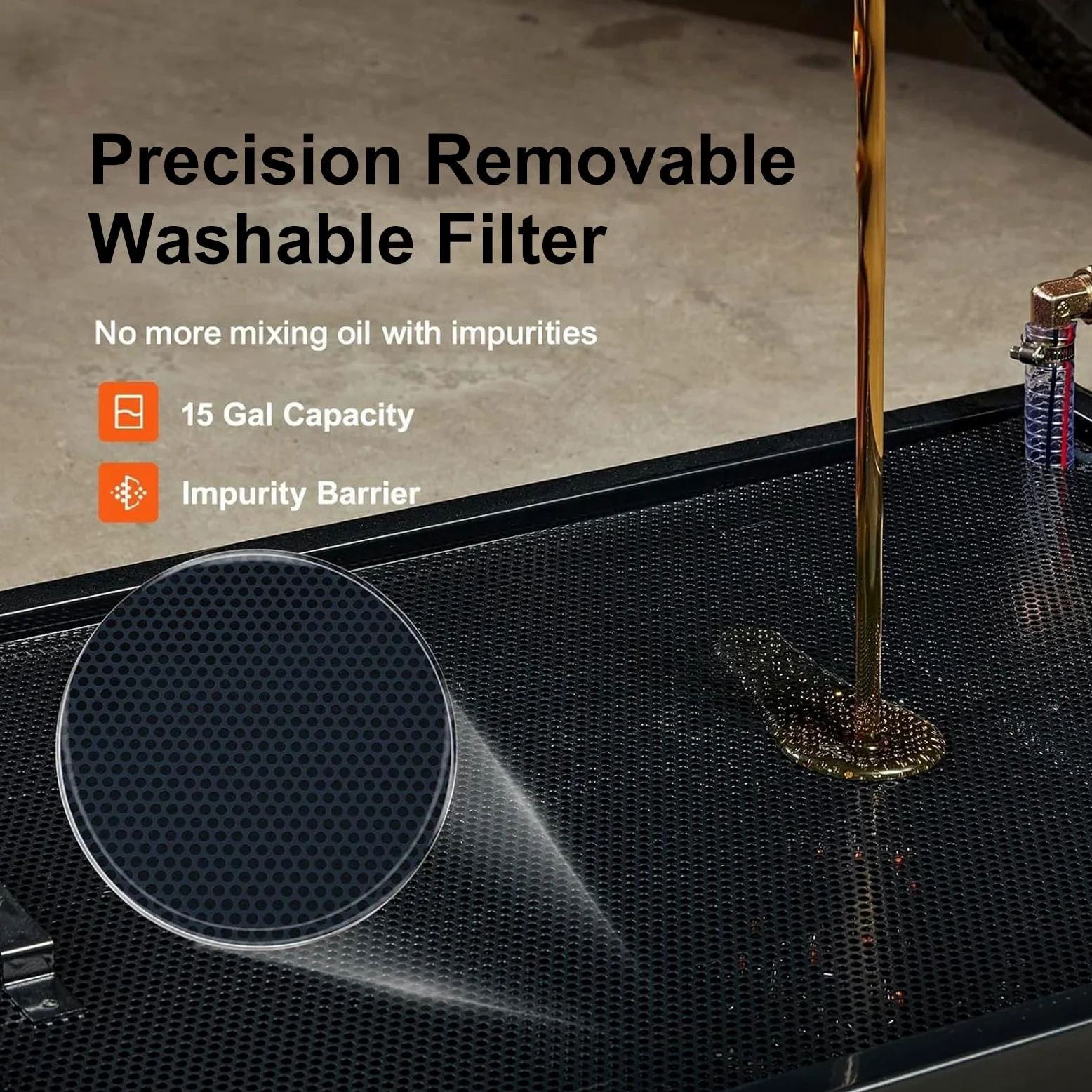 Bandeja De Drenaje De Aceite De Perfil Bajo, Bandeja De Drenaje De Aceite Con Ruedas De 15 Galones Con Bomba Eléctrica De 180 W, Manguera De 8.2 Pies Y Mango Plegable, Filtro Lavable Para Automóviles
