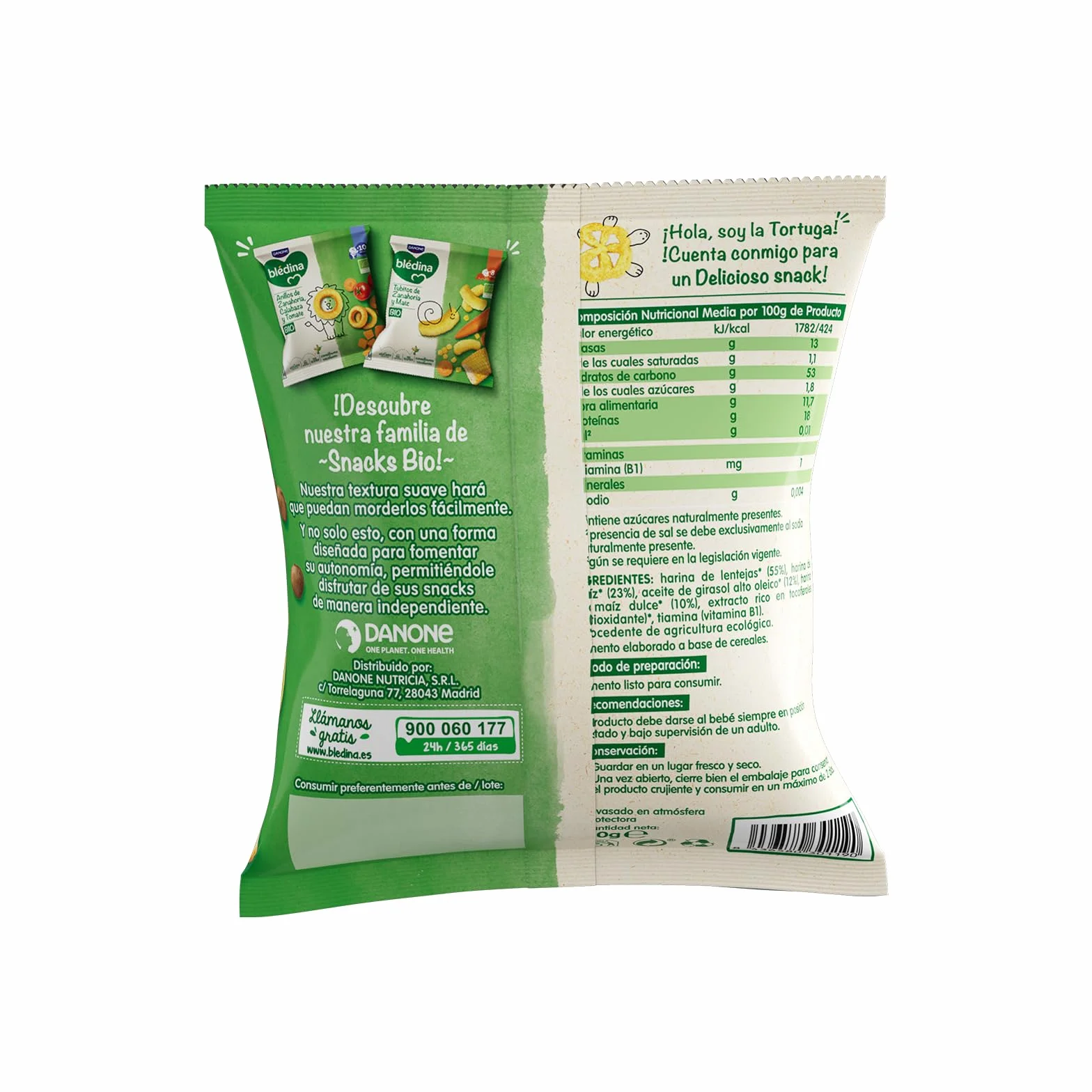 Blédina Snacks BIO Bolsas Lentejas y Maíz Sin Gluten Pack 8x20g