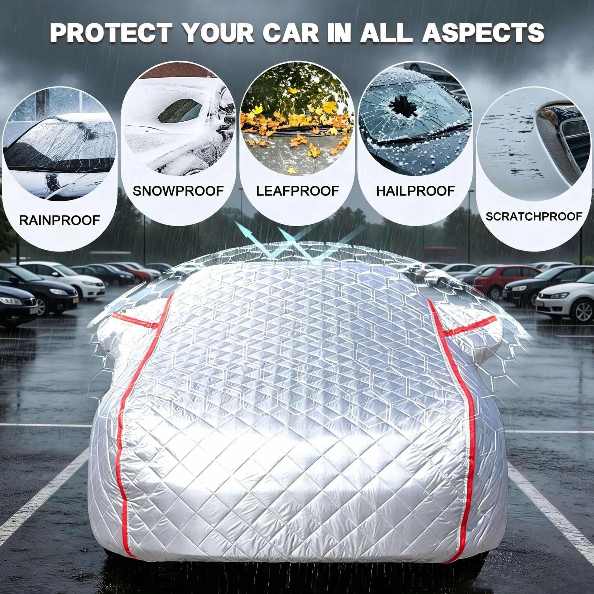 Funda Coche Antigranizo para Opel Cascada Cabriolet,Funda Coche Exterior,Engrosamiento ProteccióN contra Granizo,Impermeable Resistente UV Polvo Lluvia Nieve