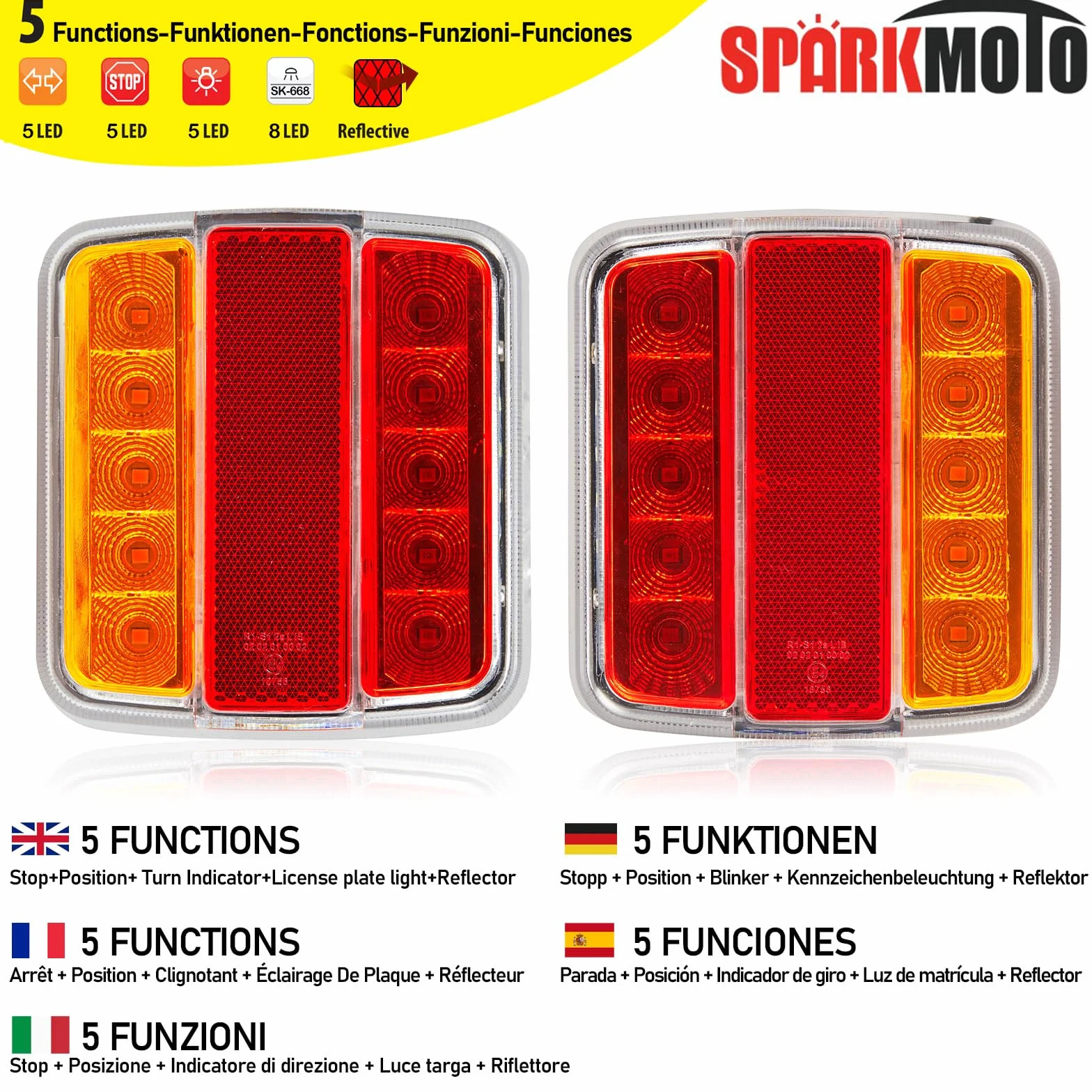 Luces traseras led remolque 12V IP67 homologados ECE EMC tractor agrícola