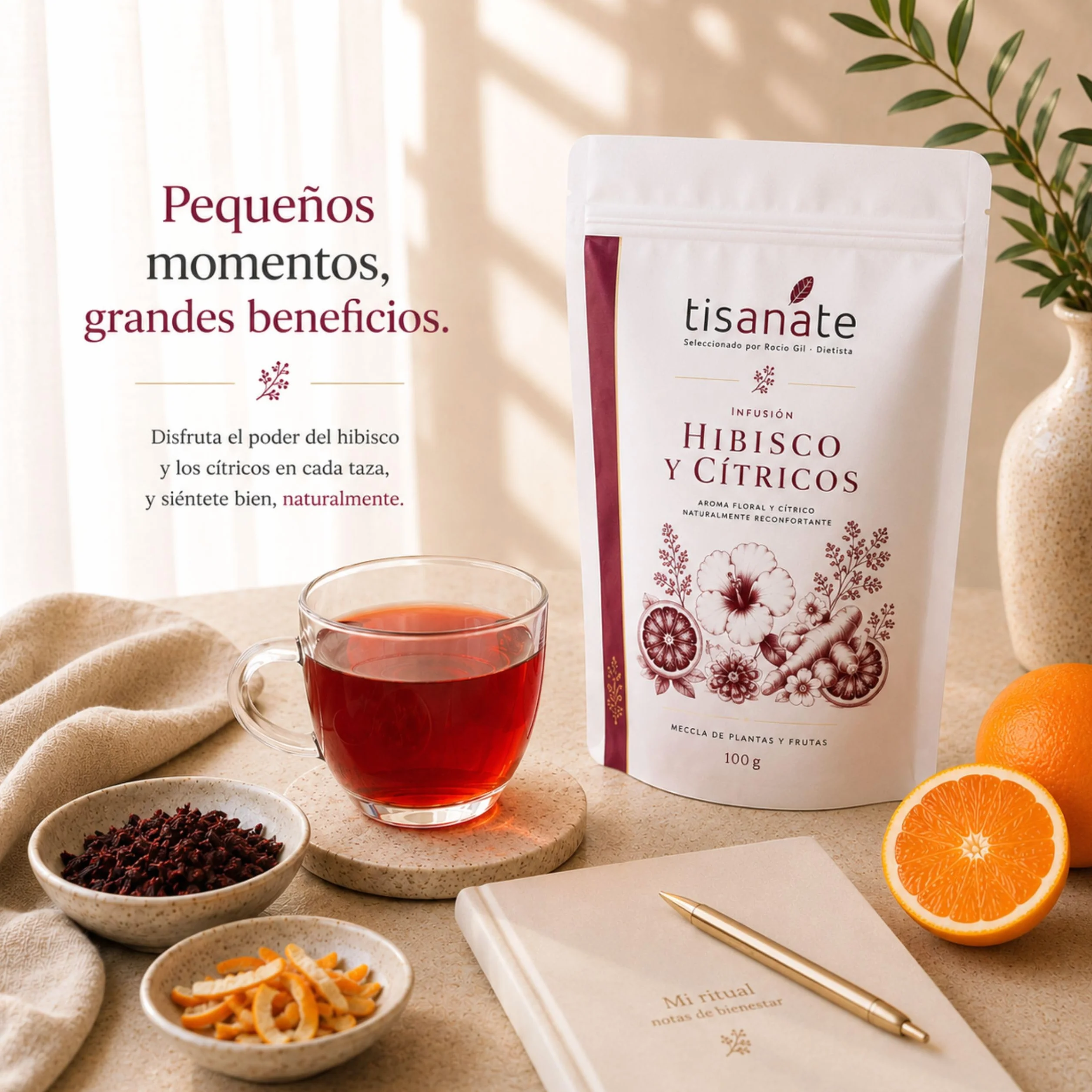Infusión Hibisco y Cítricos 100g – Té de Hibisco y Flor de Jamaica con Naranja y Limón