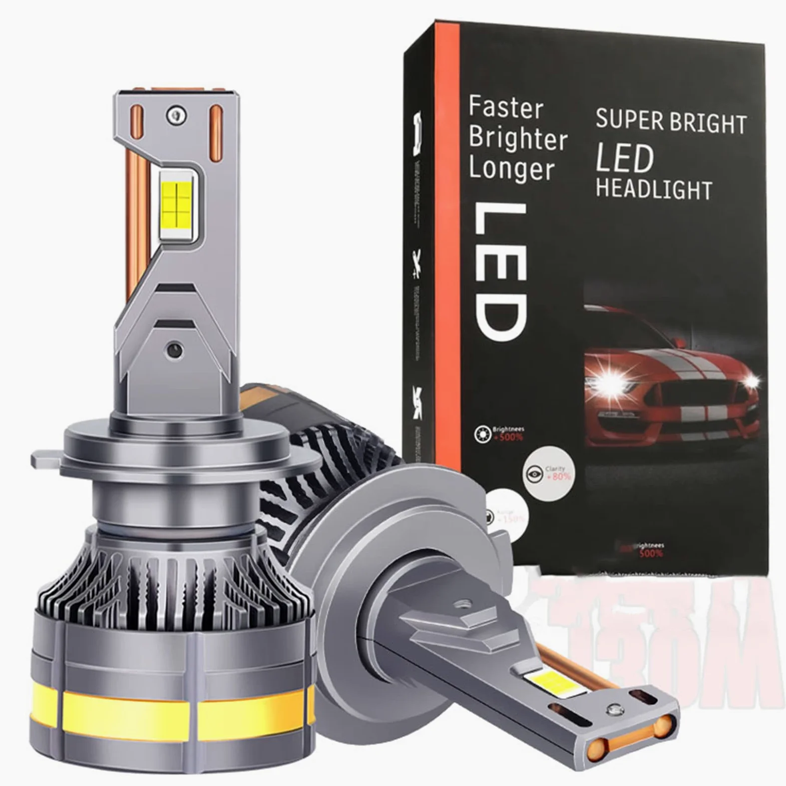 Bombillas LED Para Faros Delanteros, 600% De Brillo Bombilla LED De Temperatura De Tres Colores, Kit De Bombillas Para Faros Delanteros De Repuesto Plug-And-Play, Paquete De 2,H1