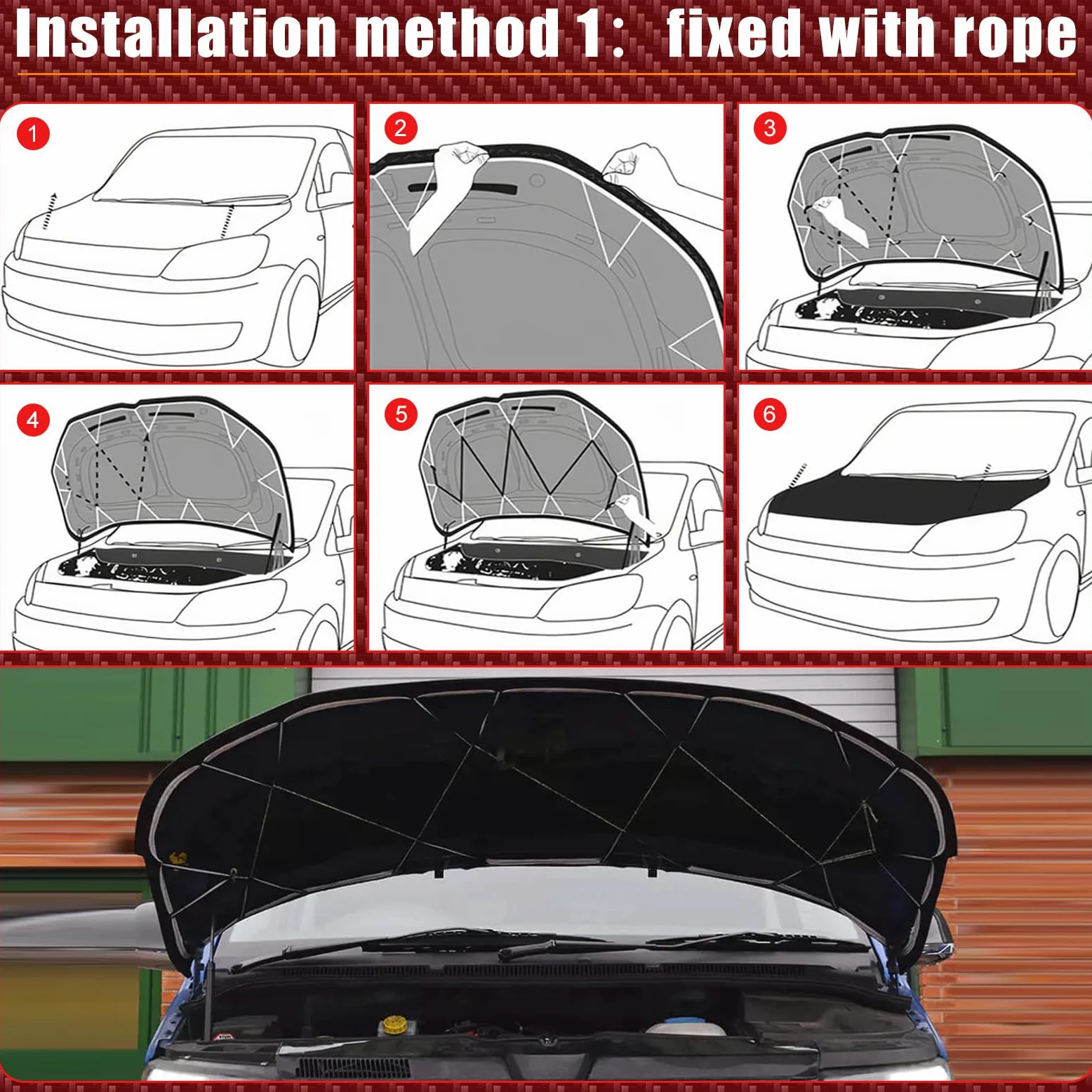 Protector del Capo Compatible con VW T5 Transporter & Caravelle 2003-2009 Protección del Capó Bonnet Bra Tuning - Negro