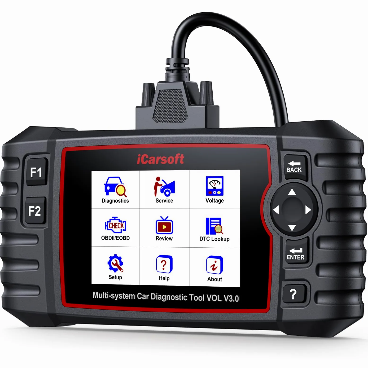 iCarsoft Vol V3.0 OBD2 Máquina Diagnosis Coche para Volvo/SAAB, Bidireccional Escáner de Todo el Sistema, 39 Funciones Reinicio, Prueba de Batería, Vin Automático, Actualizaciones de por Vida
