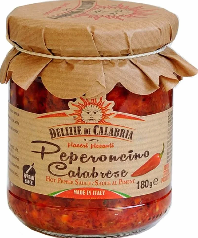 Salsa Picante de Chile Italiana Hecho con Peperoncino de Calabria Delizie di Calabria 180g