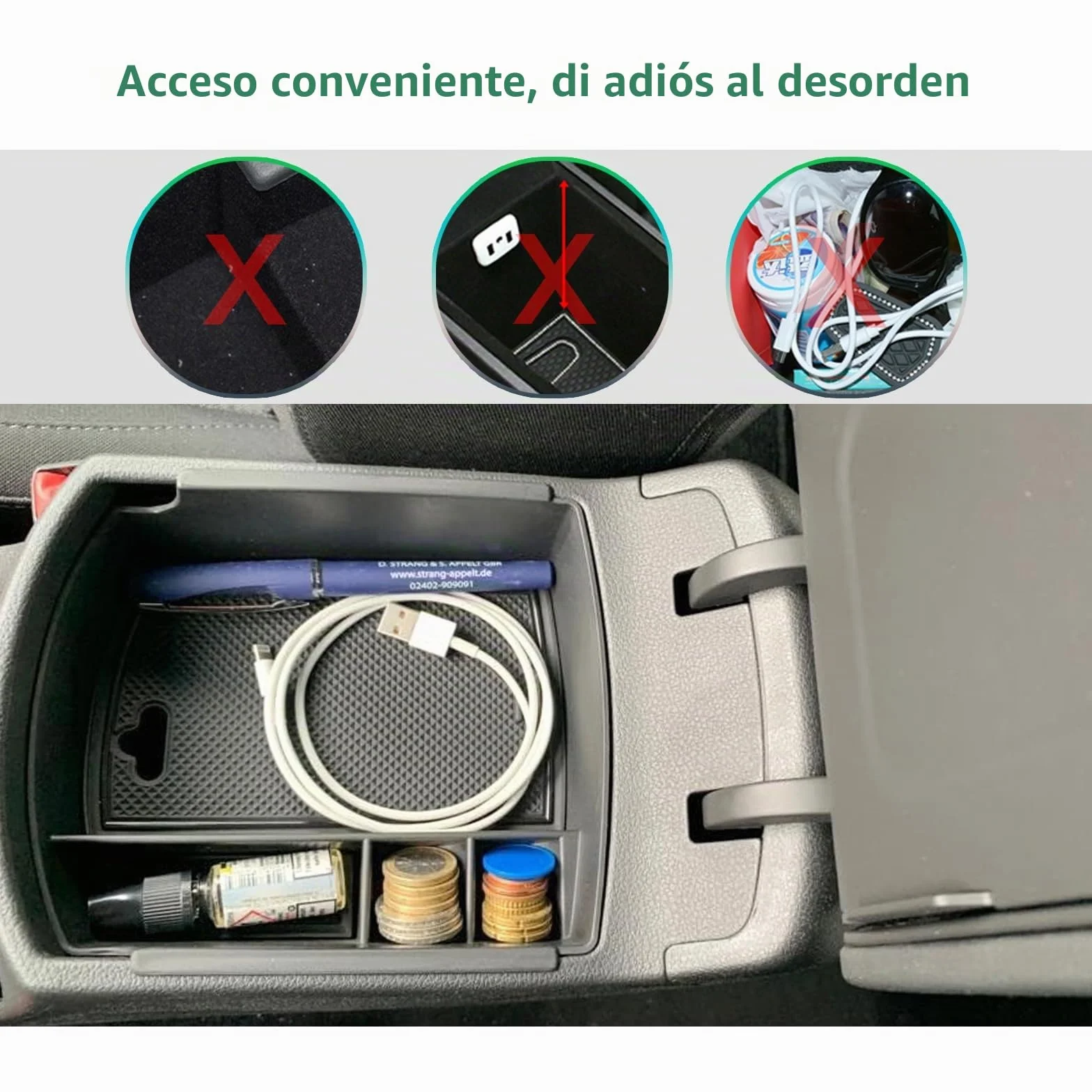 GAFAT 2017-2024 2025 Hyunda-i i30/i30 N/N Line/Fastback Caja de Almacenamiento para Consola Central, Reposabrazos Organizador Bandeja Guantera, Compatible con Hyundai i30 [No para Freno Electrónico]