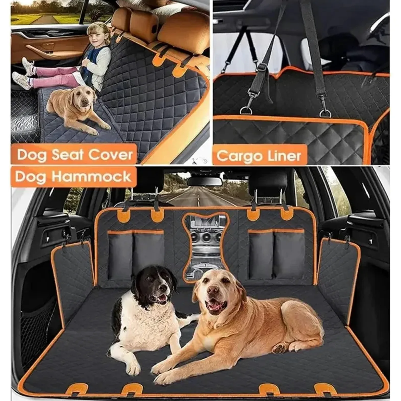 Alfombrilla Maletero Coche Funda Impermeable para Asiento de Coche para Perros con Ventana Malla, antiarañazos y Antideslizante