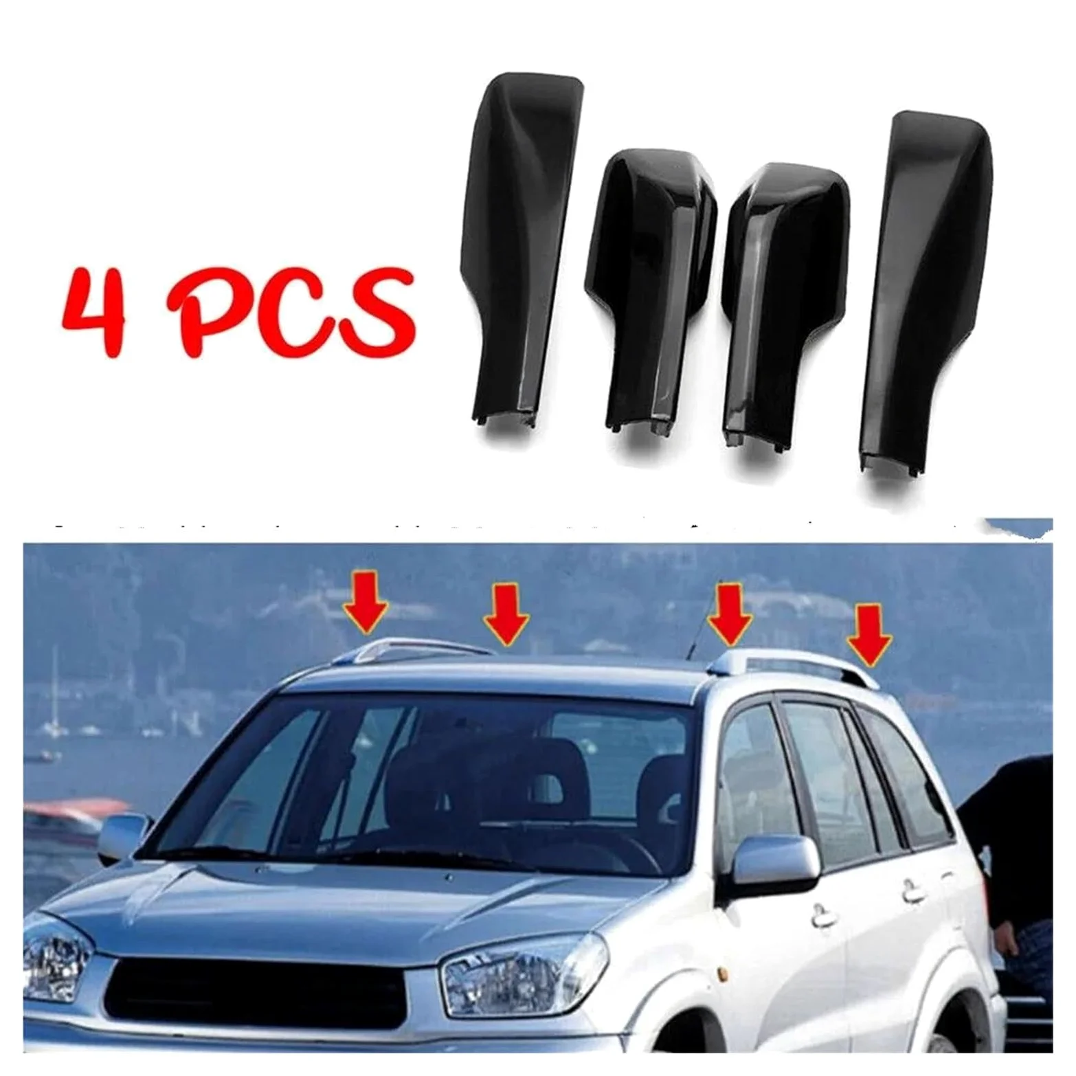 Bacas Personalizadas Riel para Portaequipajes De Techo 4 Uds. ABS Automotores Accesorios Exteriores Coche Negros para Toyota para RAV4 2001-2006