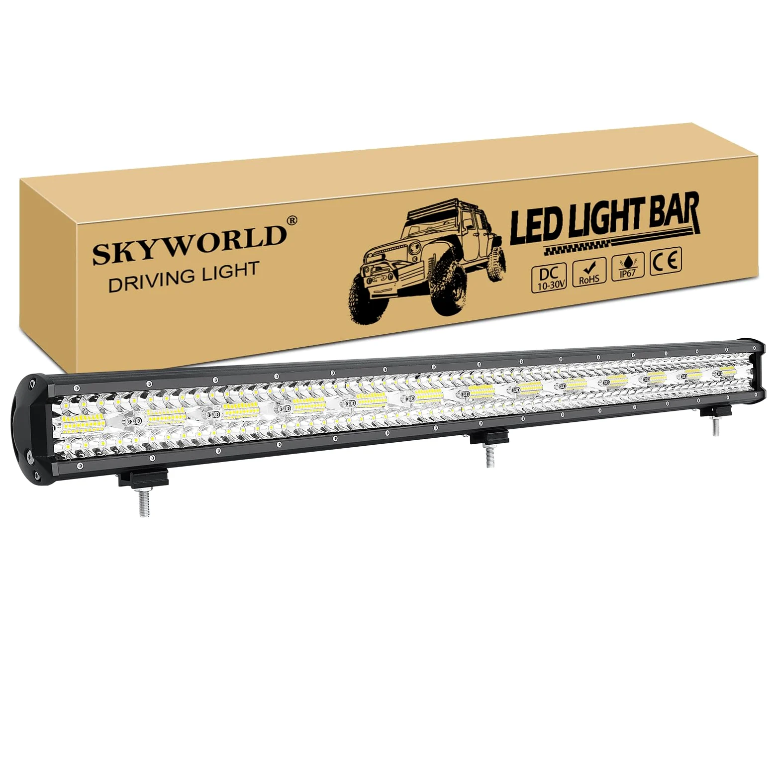 SKYWORLD 8D Barra de luz LED, 37 pulgadas 93 cm 780W barra luces led coche largo alcance 12v 24v Impermeable para off road camión ATV todoterreno 4x4 vehículos, 6000K lámpara de conducción