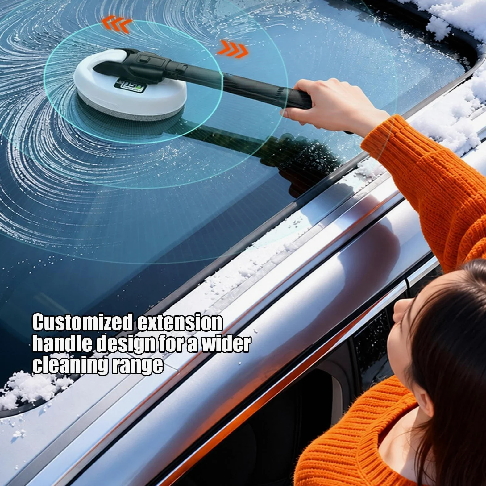 Quitapelícula para cristales coche Cepillo Limpiador Con Mango Largo | Limpiacristales 150 ml Precargado + 120 ml Recarga para conducción clara y espejo retrovisor