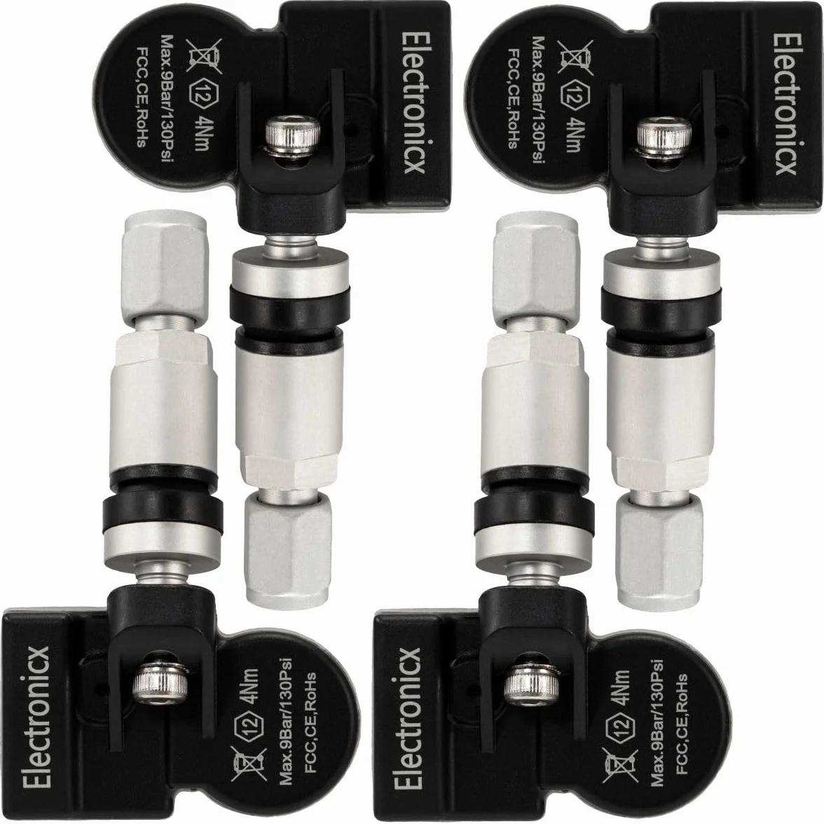 Electronicx 4 x TPMS Sensores Monitores de Presion para Neumaticos de Coche Medidores compatibles con Proace Preprogramados y listos para Usar hasta 300 km/Hora 433 MHz de frecuencia Válvulas inflado