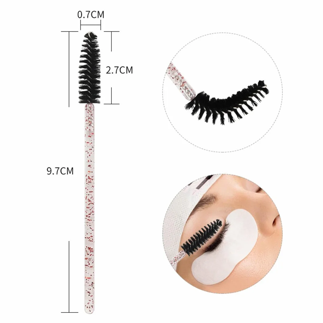 Cepillos Desechables Para Máscara de Pestañas, Aplicador Con Mango de Cristal Para Extensión de Pestañas y Cejas