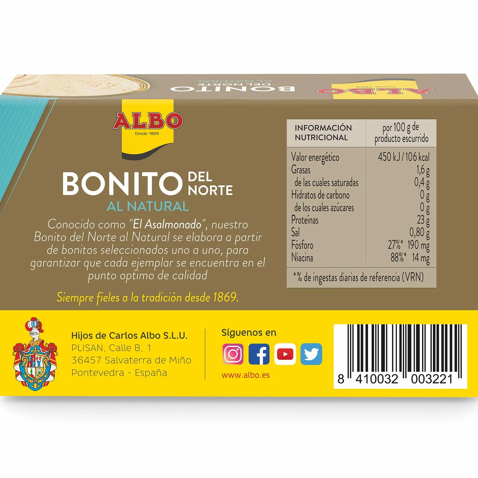Albo Conserva de Bonito del Norte al Natural, 112 g