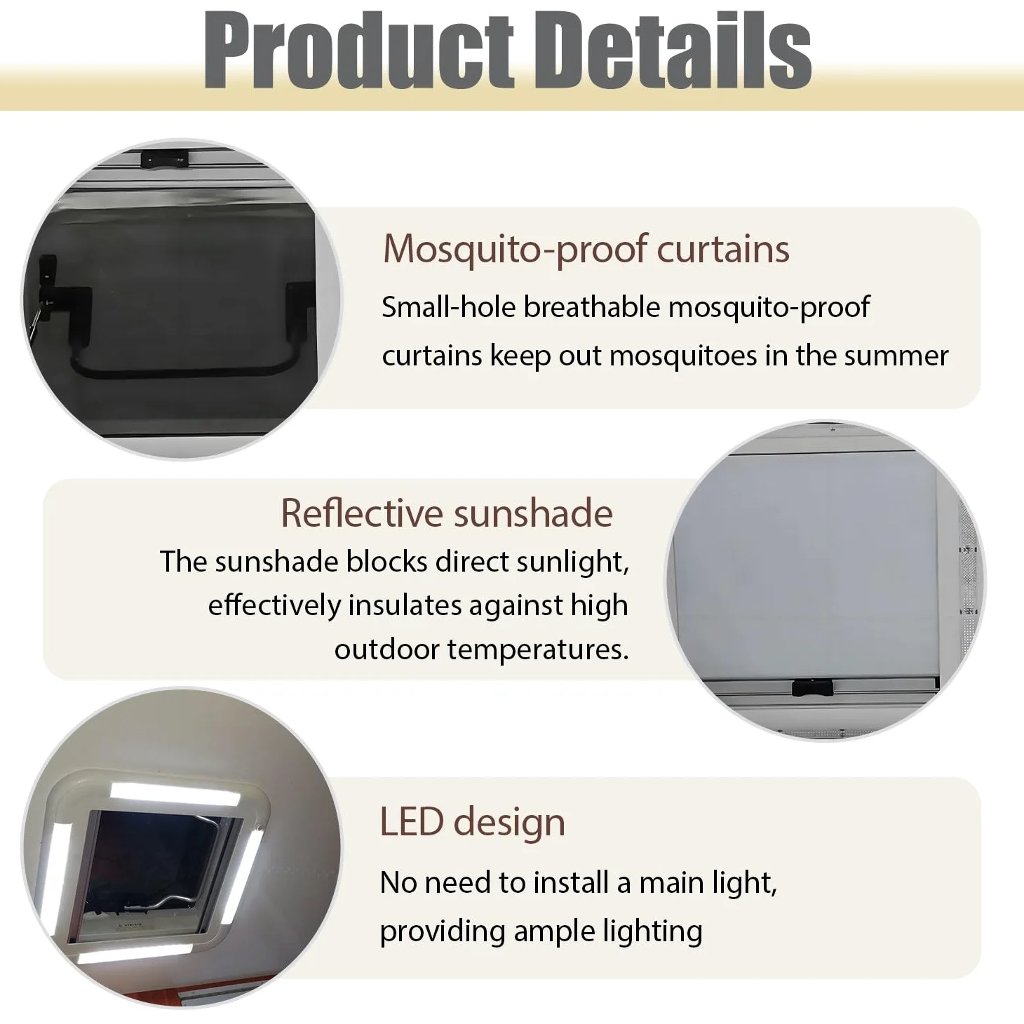 Claraboya Grande para Caravana, trampilla de ventilación para Techo de Caravana, Cubierta acrílica Anti-UV con luz LED, Compatible con Camiones, autocaravanas y techos corredizos 500 * 500mm