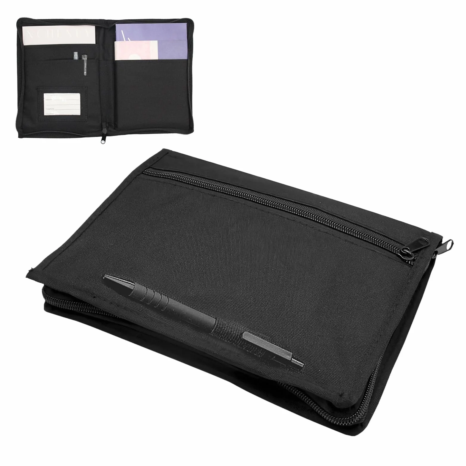 Carpeta de Coche Portadocumentos Coche Organizador de Documentos de Guantera Carpeta Documentación de Vehículos con Compartimento para Tarjeta, Licencia de Conducir (Negro)