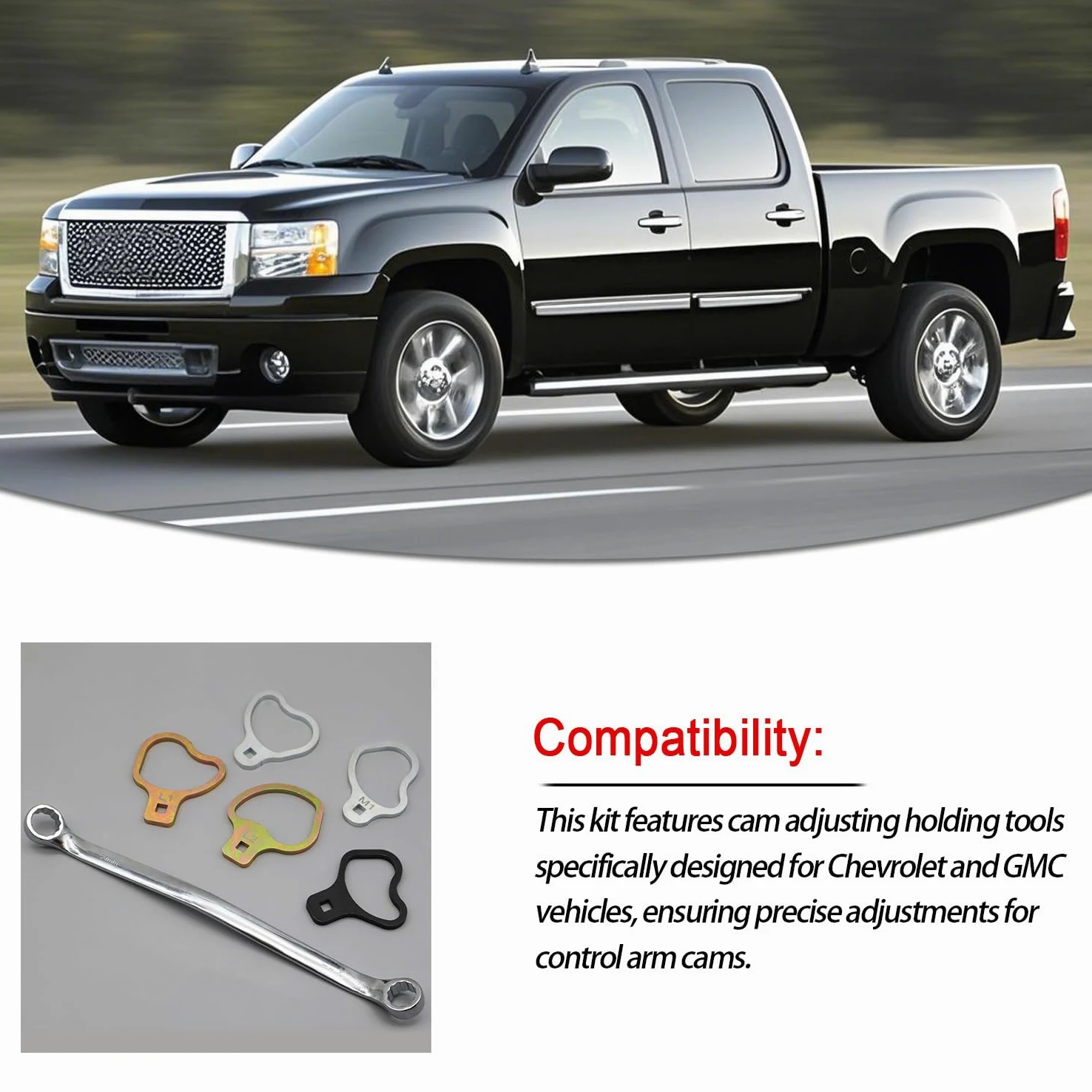 Kit de 6 ruedas compatibles con Chevrolet GMC, 41620 herramientas de sujeción de ajuste de leva con llave de 21 mm/24 mm