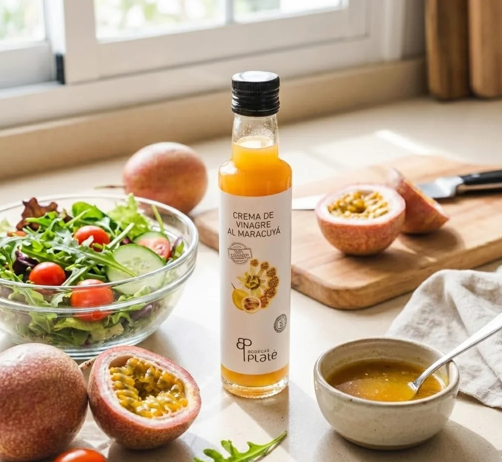 Crema de Vinagre de Maracuyá 250 ml Aderezo frutal vegano sin gluten