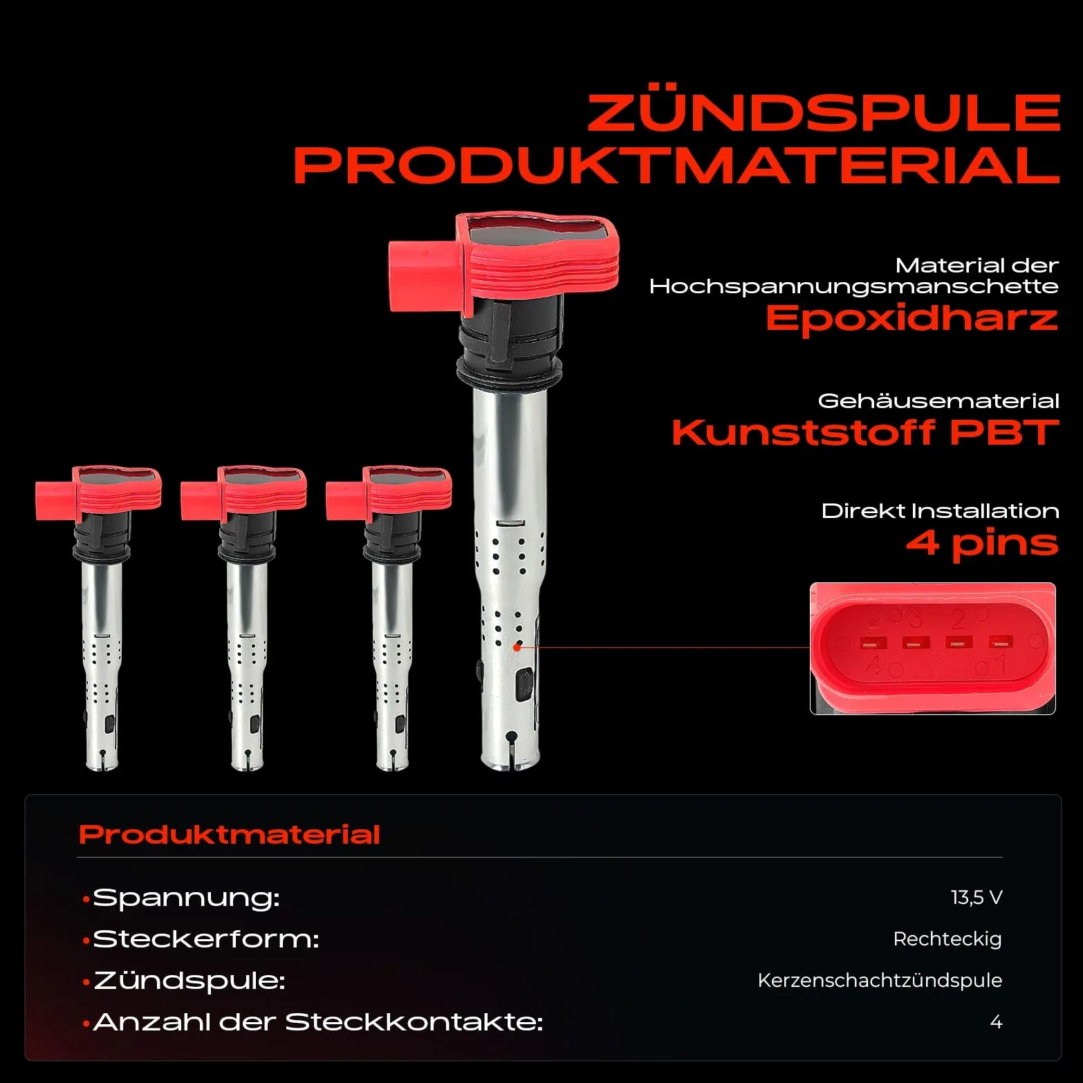 Frankberg Juego de 4 bobinas de encendido y bujías para gasolina | Compatible con: R8 Spyder 427 429, A4 8EC, A8 4E2 4E8, C.a.y.e.n.n.e 92A, A5 Sportback 8TA, A6 Allroad 4GH 4GJ, Q7 4LB