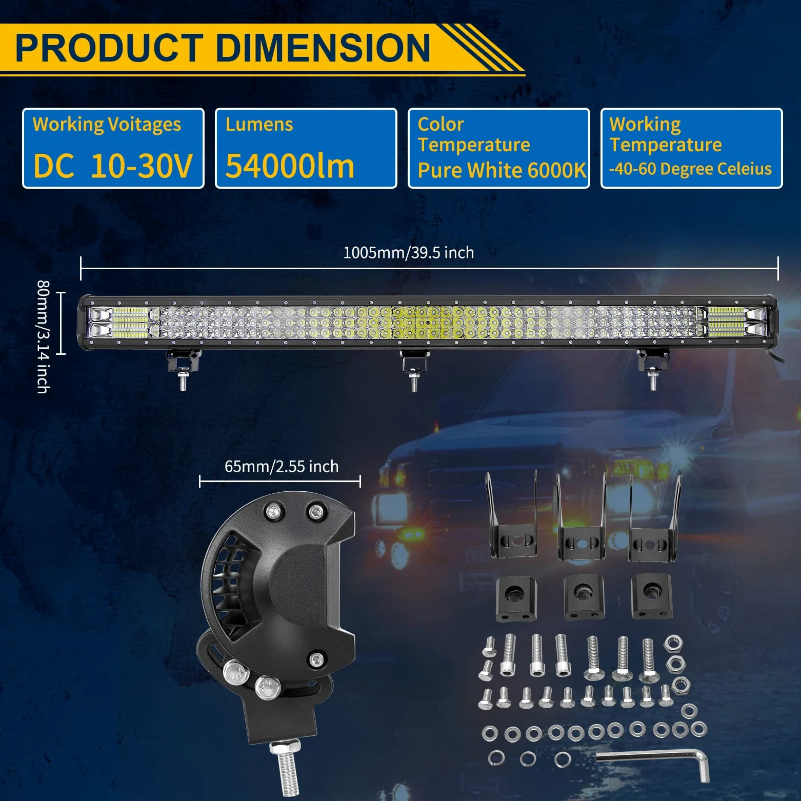 Auto 4 x 4 barra LED 100 cm 540 W barra luminosa LED de trabajo con 12 V haz de cableado, foco e inundación Rampa LED luces faro LED para coche, tractor, camión, quad, barco, SUV 4 x 4