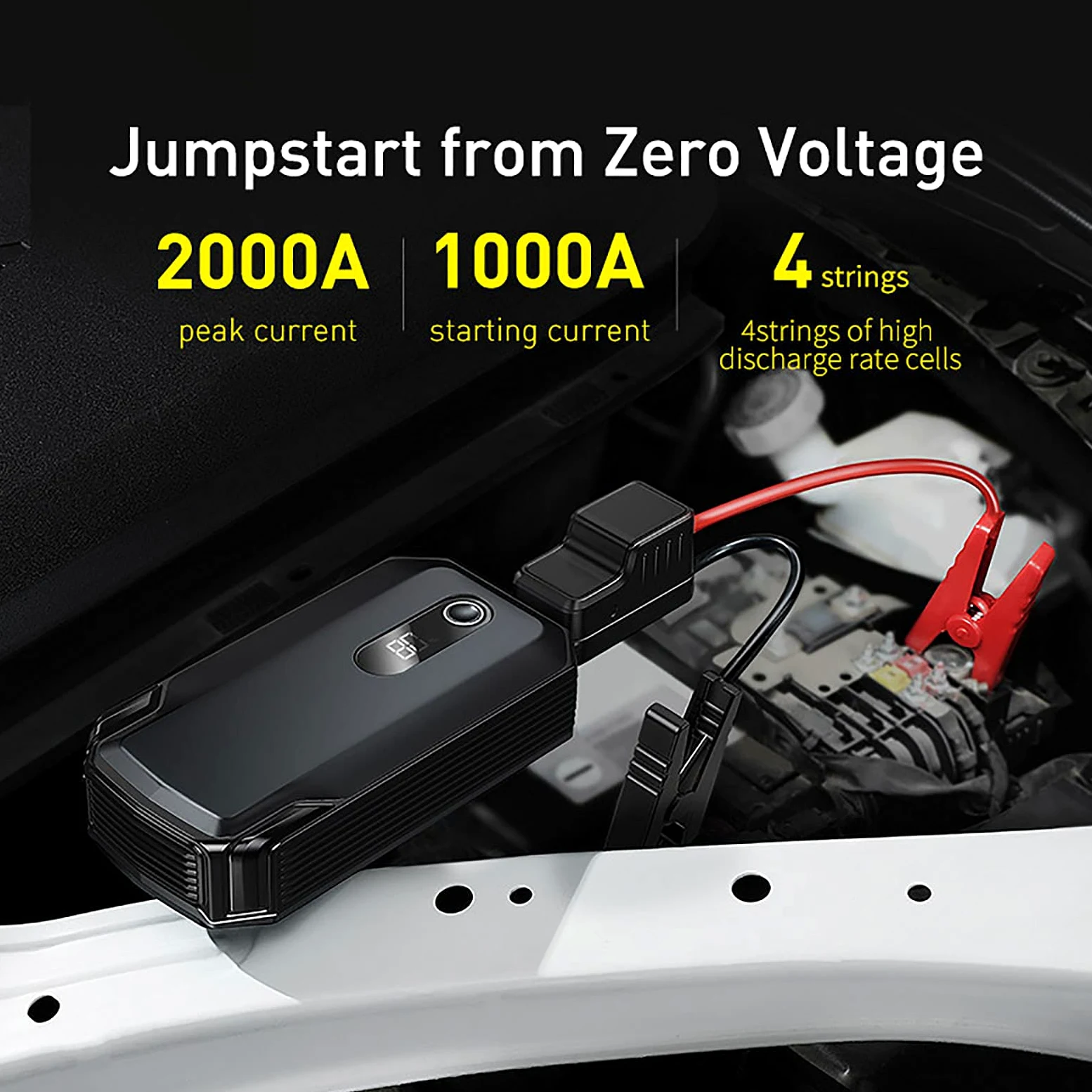 20000mAh Vehículo Jump Starter Banco de Energía 2000A 12V Arrancador de Batería de Coche Portátil Emergencia Auto Booster Energy MAX Device