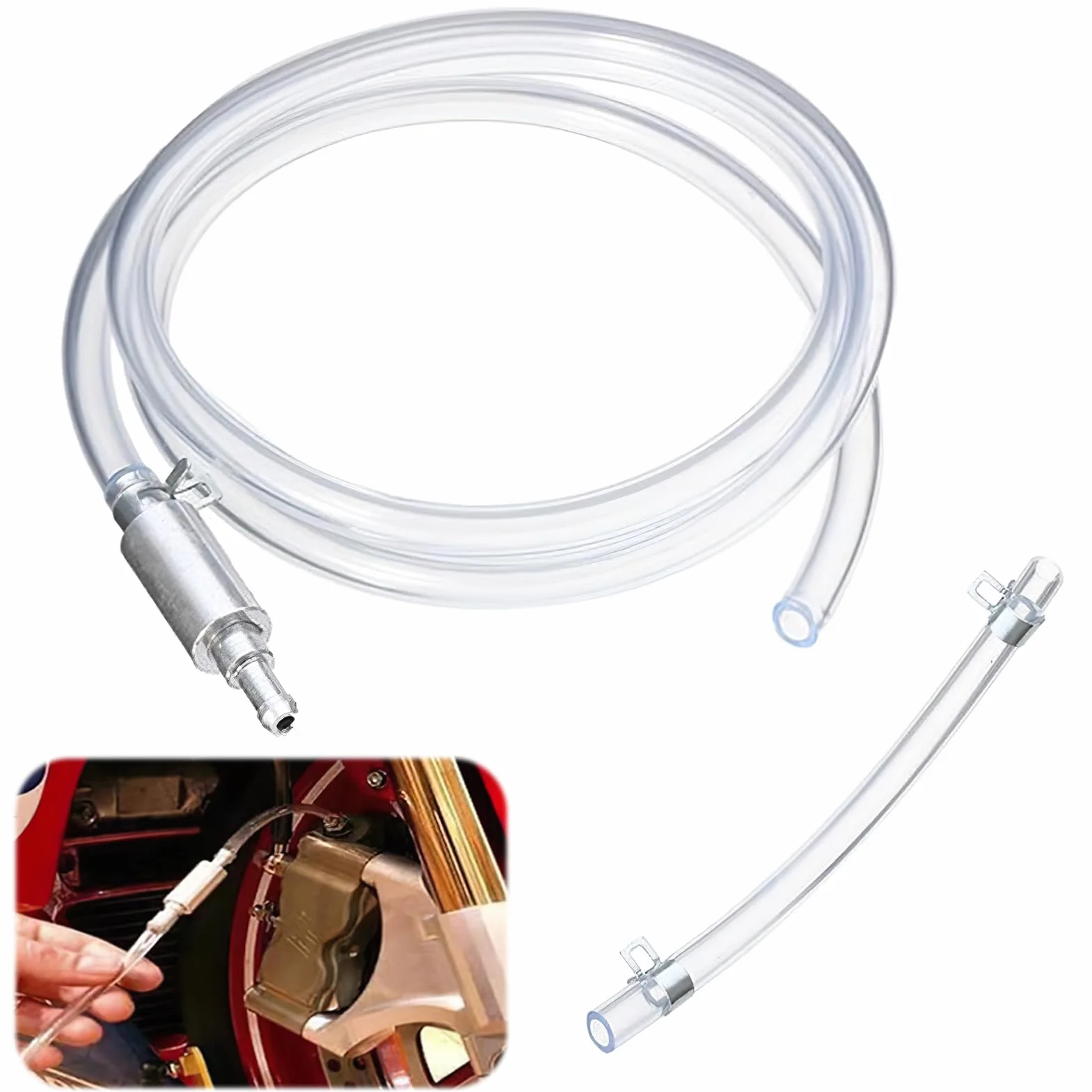 Kit Purgador de Travão para Motocicleta y Bicicleta, Mangueira de Purga Frenos Herramienta de Mantenimiento con Tubo Flexible y Cuerpo de Aluminio, Resistente a Corrosión, Fácil Instalación y Uso