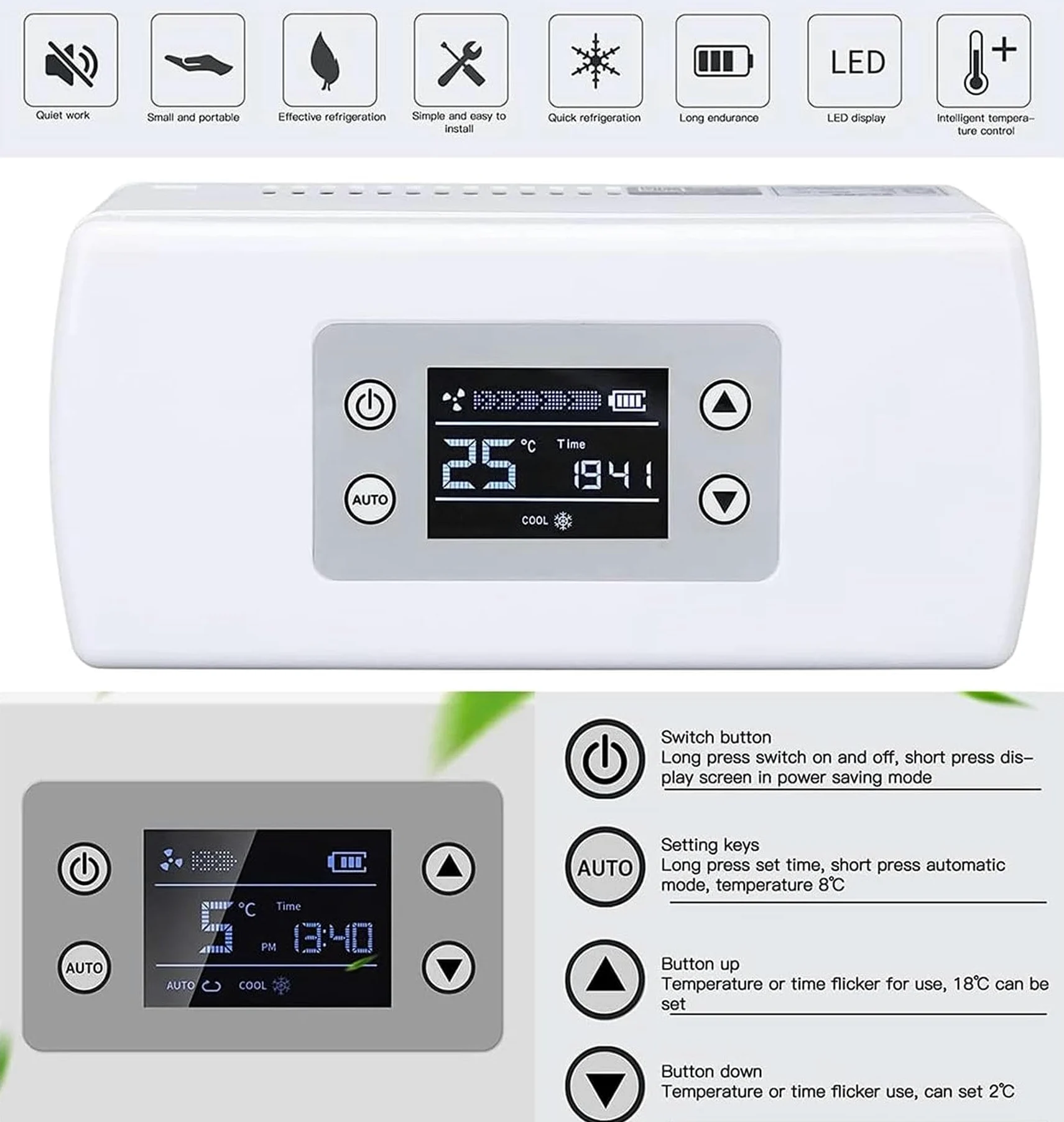 Mini refrigerador para diabéticos de Viaje Refrigerador de insulina Refrigerador portátil para medicamentos Estuche de enfriamiento de medicamentos Compacto para automóvil 2-8 ℃ Caja refrigeradora p
