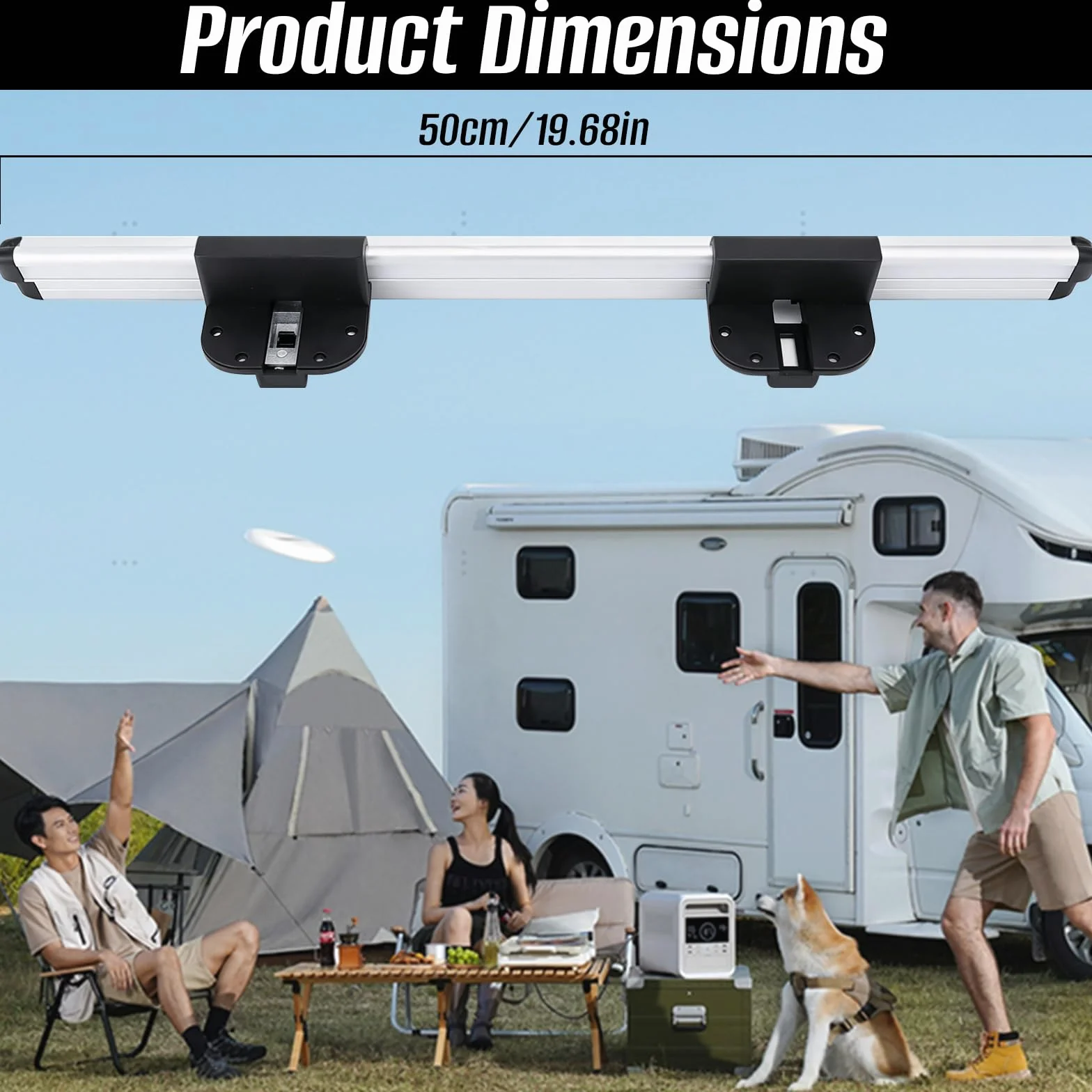 Pata de Mesa Plegable RV y Riel Deslizante, Pata Mesa Camper Plegable de Aluminio con Barra Colgante de 50cm y Clip Soporte De Base De Mesa para Autocaravana Yate Caravana