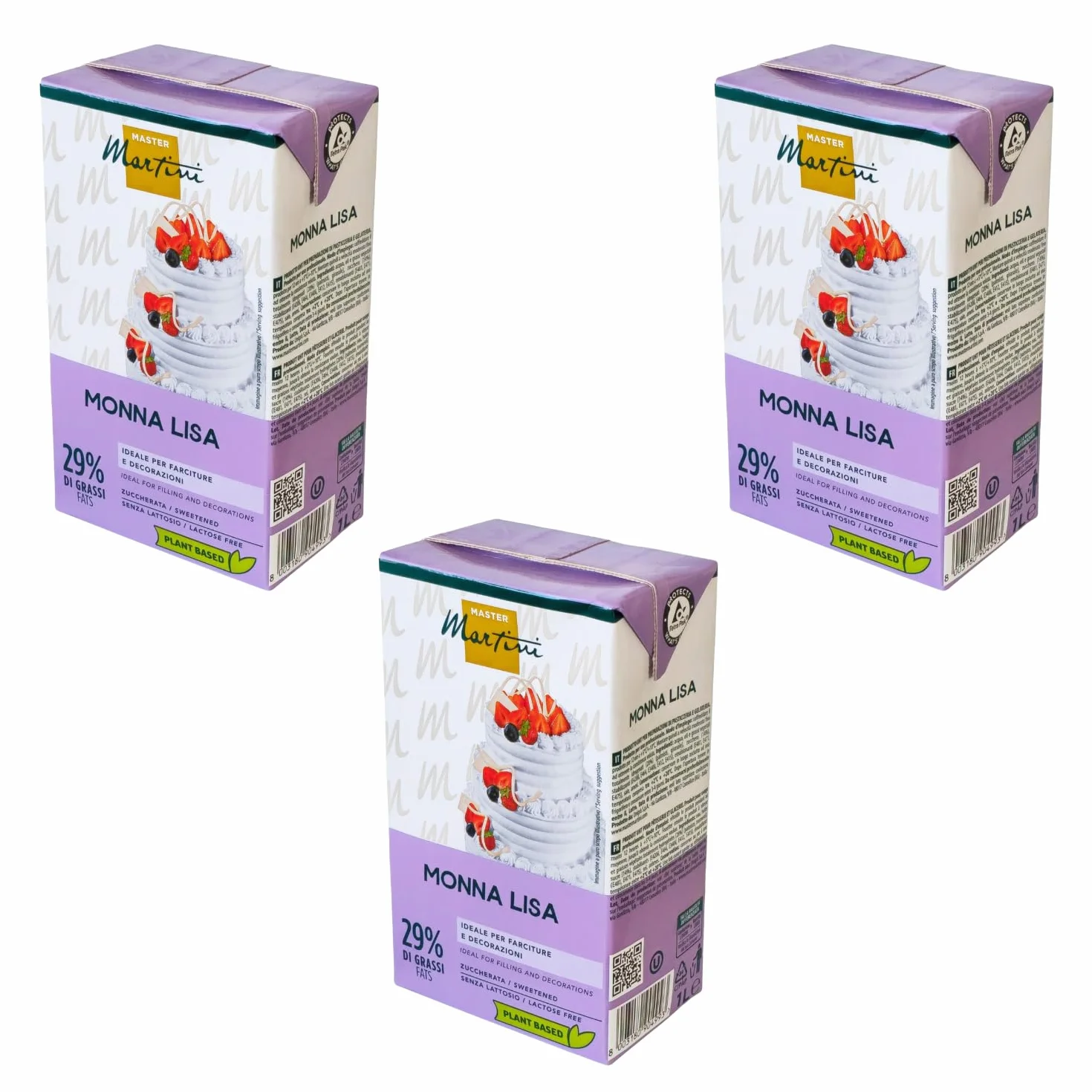 Rellenos Vegetal Nata Monna Lisa Pro 1 L, Cocina Profesional (Pack 3)