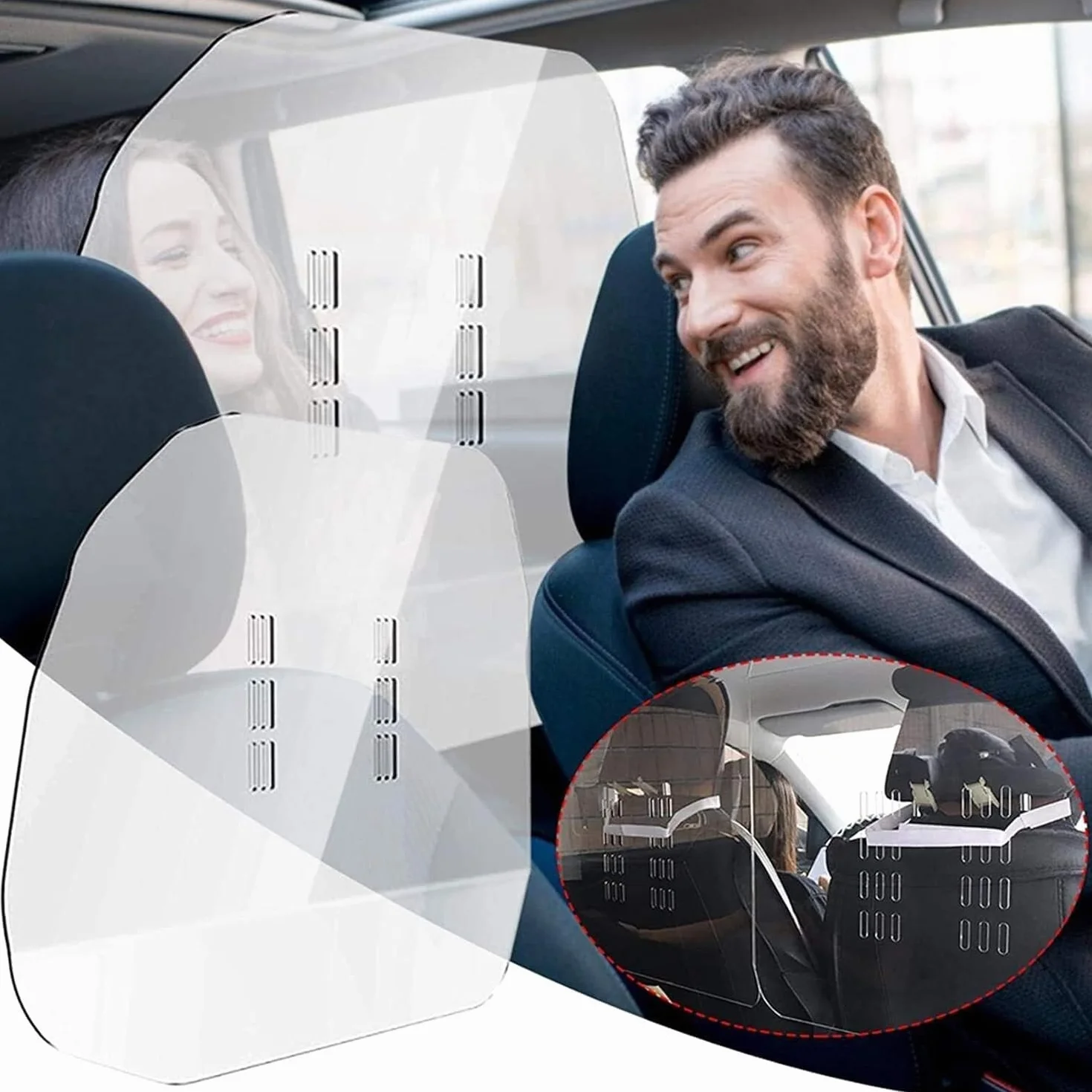 Barrera universal para protección contra estornudos para vehículos compartidos y taxi, partición de PVC fácil de limpiar