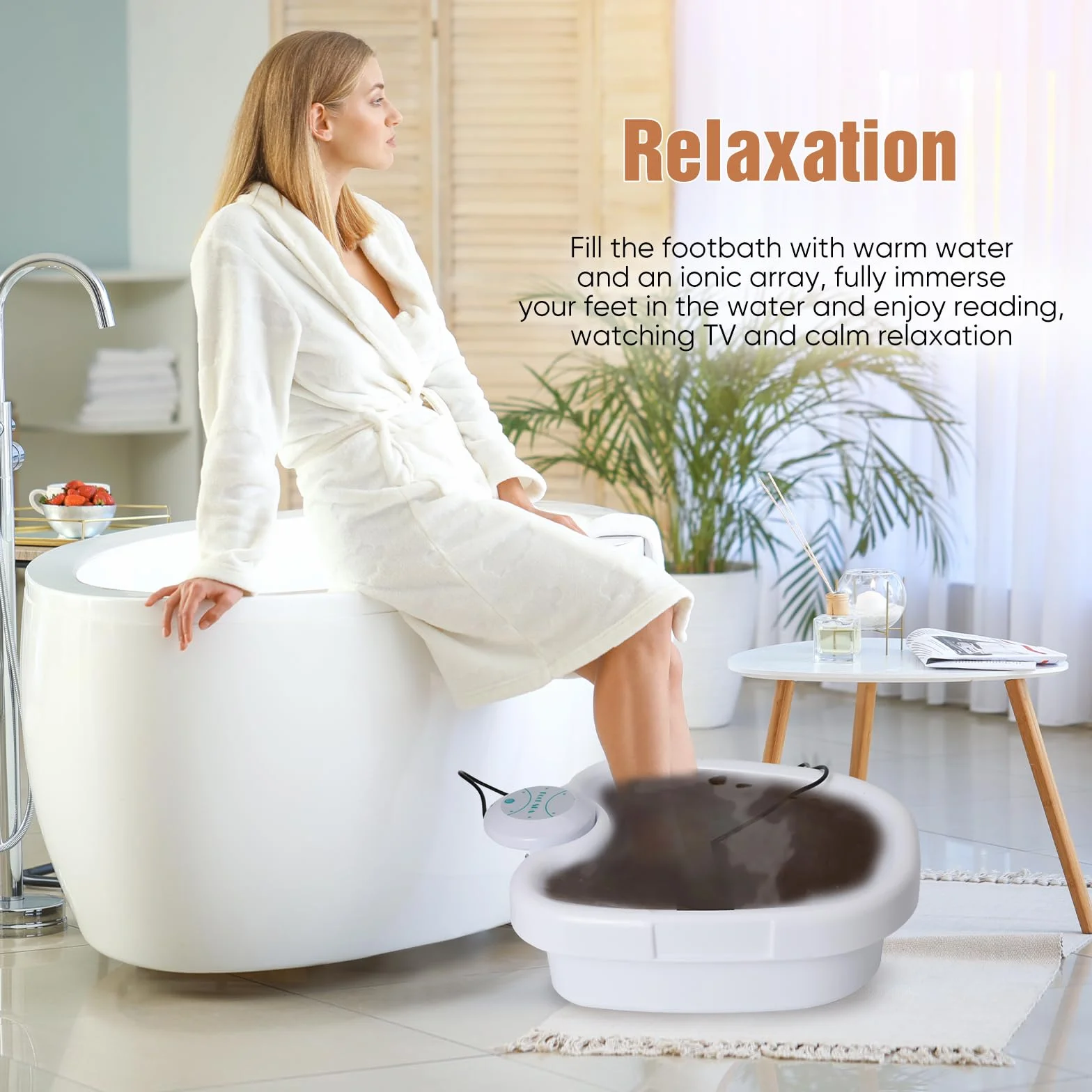 Spa Iónico para Pies Baño de Pies Detox Máquina Portátil de Limpieza por Electrólisis Blanco