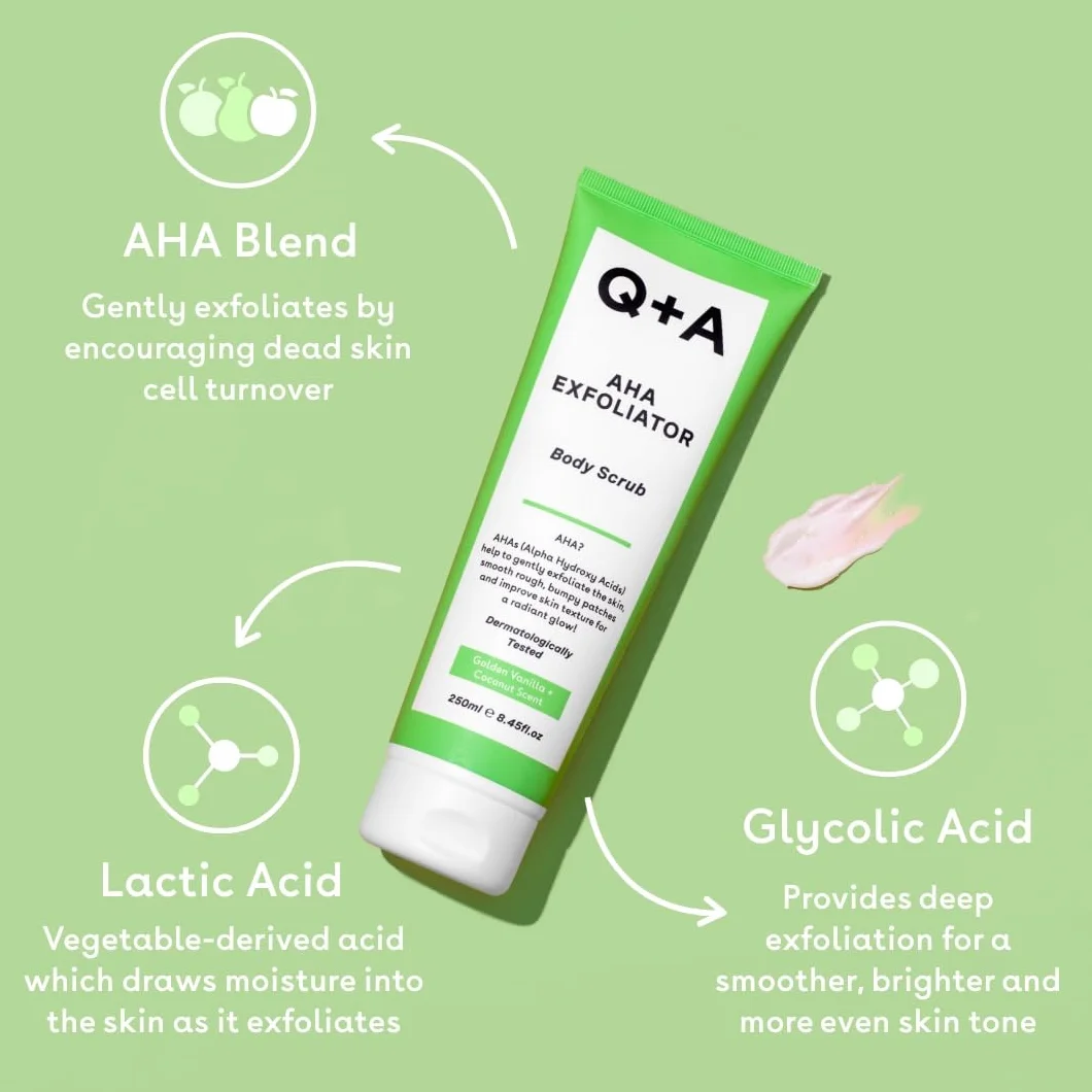 Q+A Exfoliante Corporal AHA 250 ml Ácido Láctico Glicólico