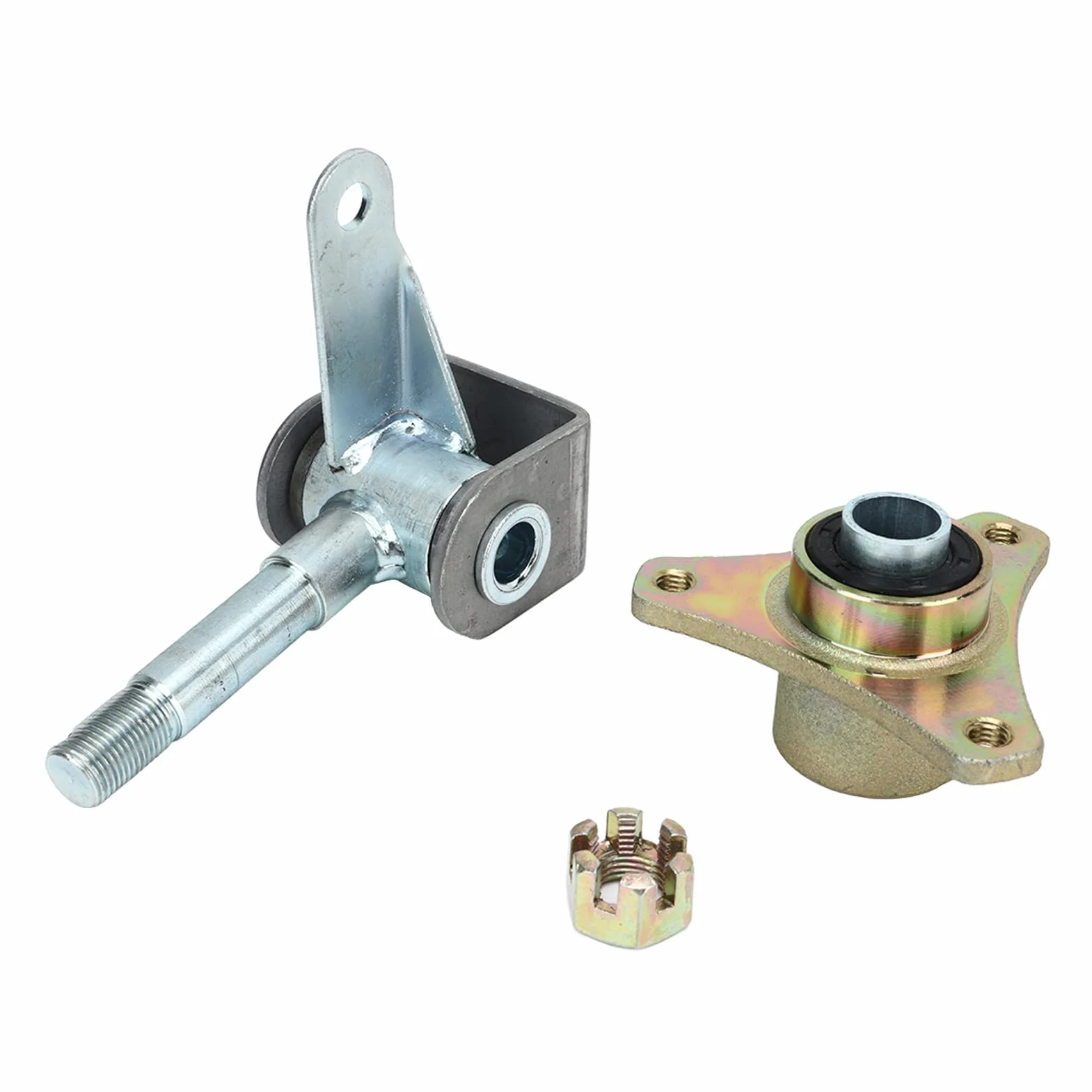 Asixxsix Husillo de nudillo de dirección Go Kart, 2 uds. Ejes de Rueda Delantera de aleación de Acero de 17 mm Husillo de dirección para neumáticos de 6 Pulgadas Quad Bike ATV Go Kart